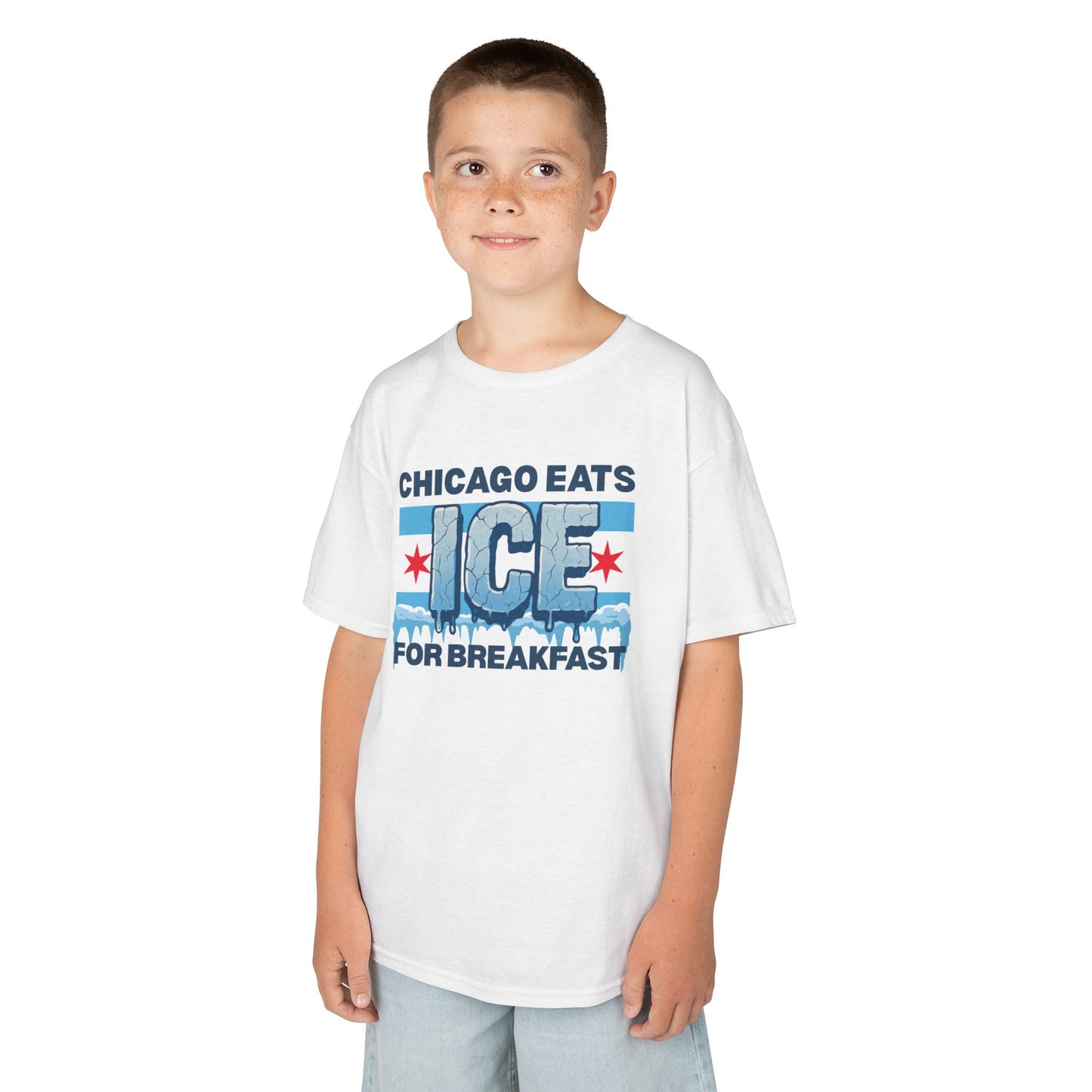 Chicago Eats Ice For Breakfast, Unisex Kids Heavy Cotton™ Tee
