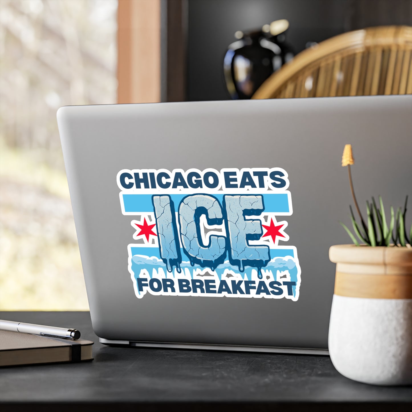 Chicago Eats Ice For Breakfast, Kiss-Cut Vinyl Decals (waterproof)