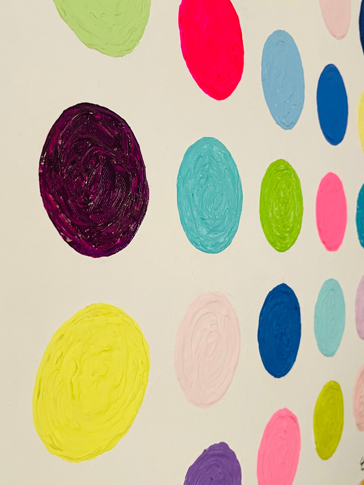 Cupcakes, 24"x24" textured abstract painting, vibrant preppy art