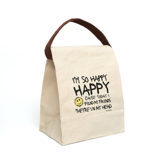 I'm So Happy Canvas Lunch Bag With Strap