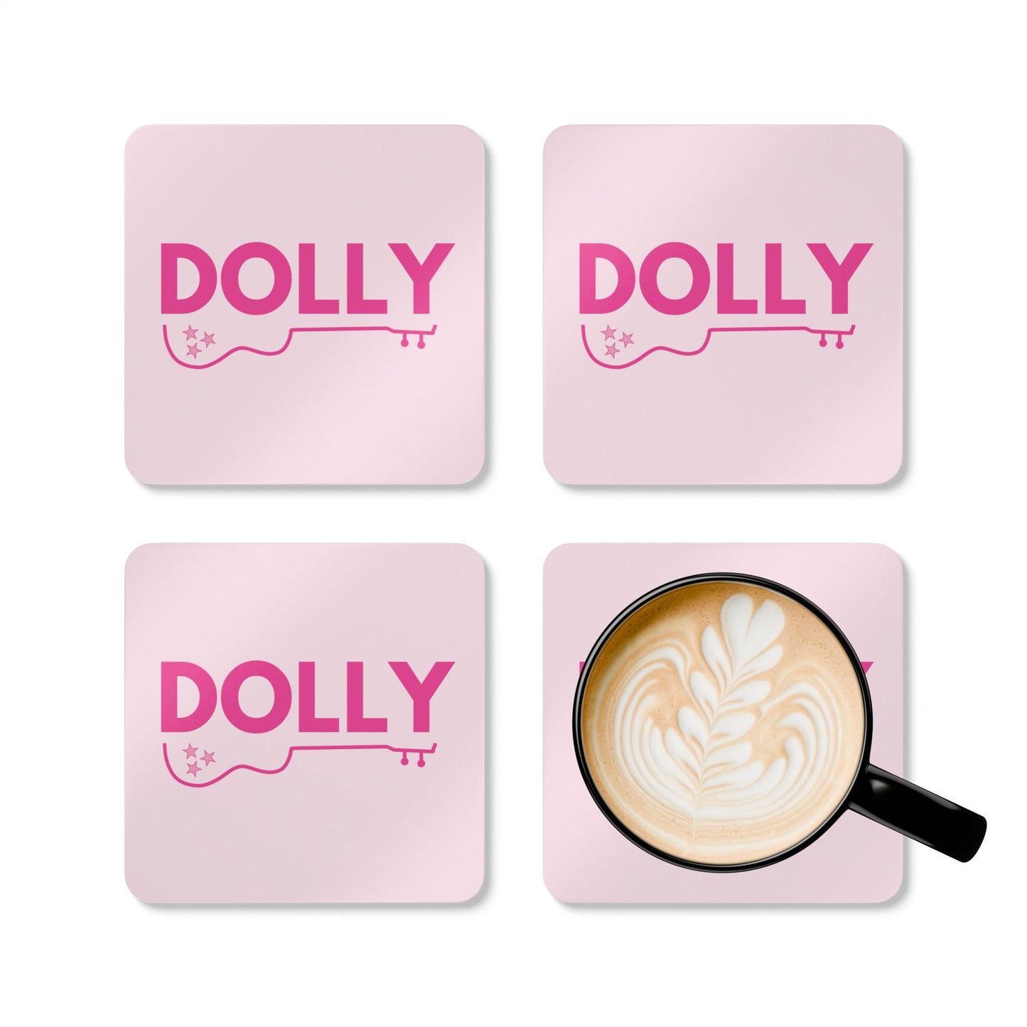 Dolly Corkwood Coaster Set, Pink on Pink