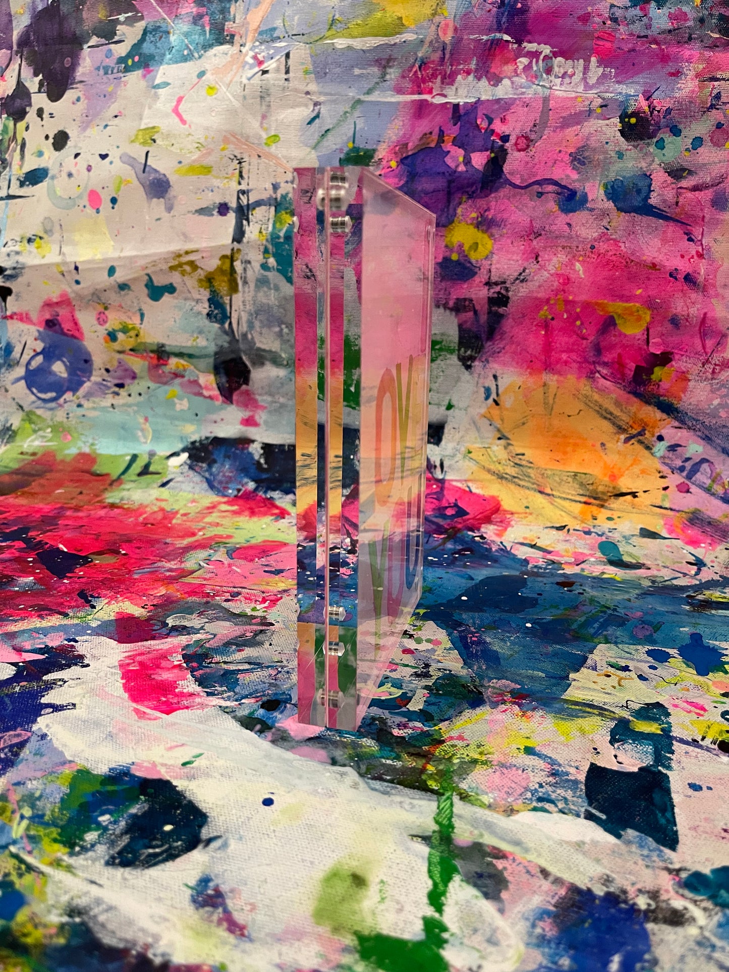 Acrylic Block Art 5"x7", Hand Painted Abstract Art In Acrylic Frames