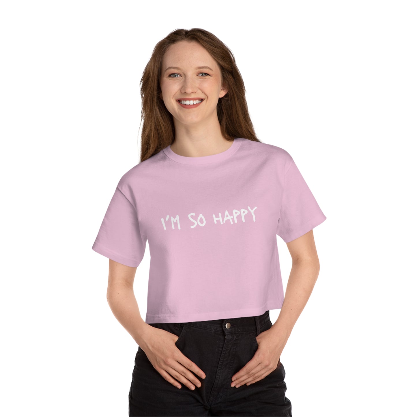 I'm So Happy Champion Women's Heritage Cropped T-Shirt