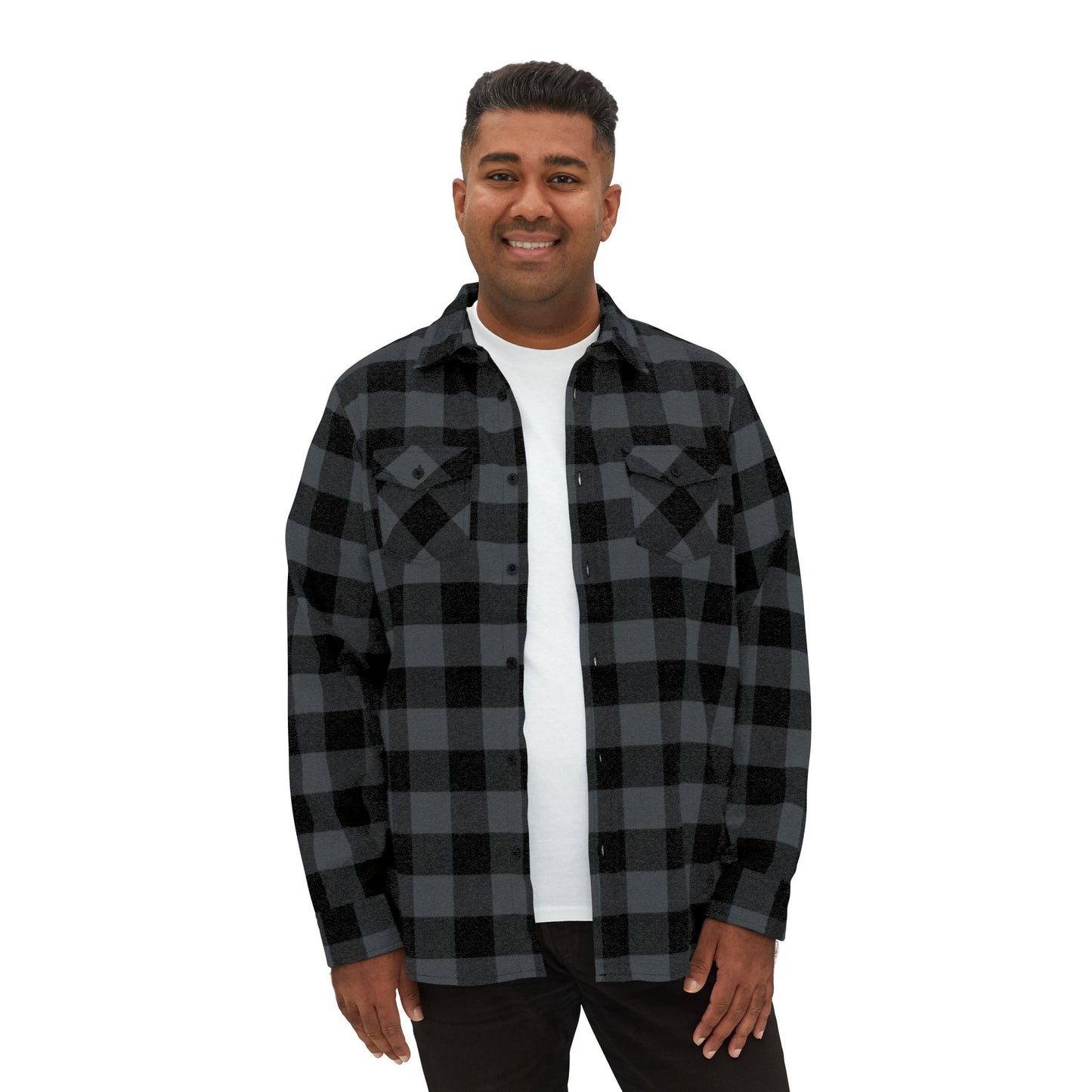 Kali Unisex Flannel Shirt – Bold Tiger Graphic on Black Buffalo Plaid