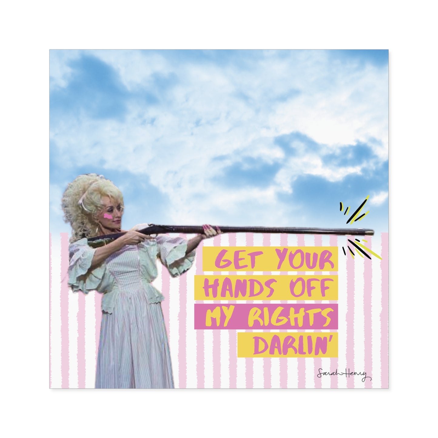 Feminist Dolly Waterproof Sticker, Get Your Hands Off My Rights Darlin' Women's Rights Waterproof Stickers