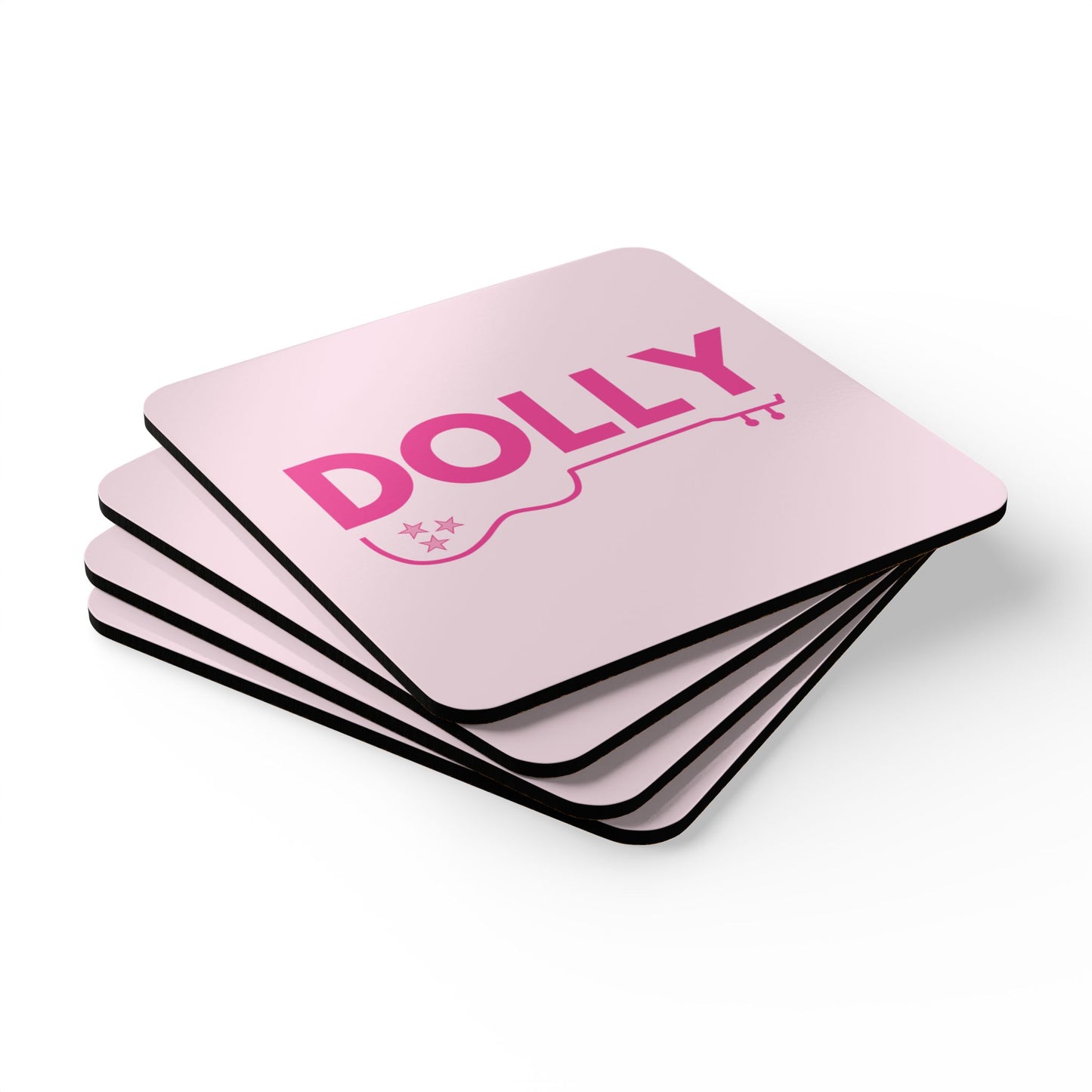 Dolly Corkwood Coaster Set, Pink on Pink