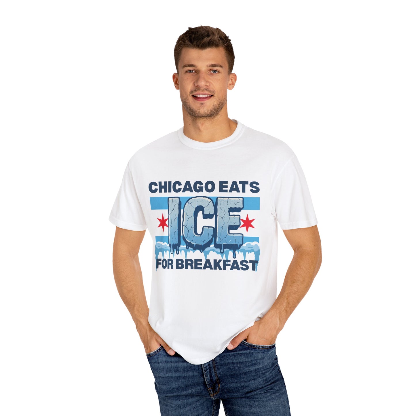 Chicago Protests Trump Ice Raids: Chicago Eats Ice For Breakfast, Unisex Comfort Colors Garment-Dyed T-shirt