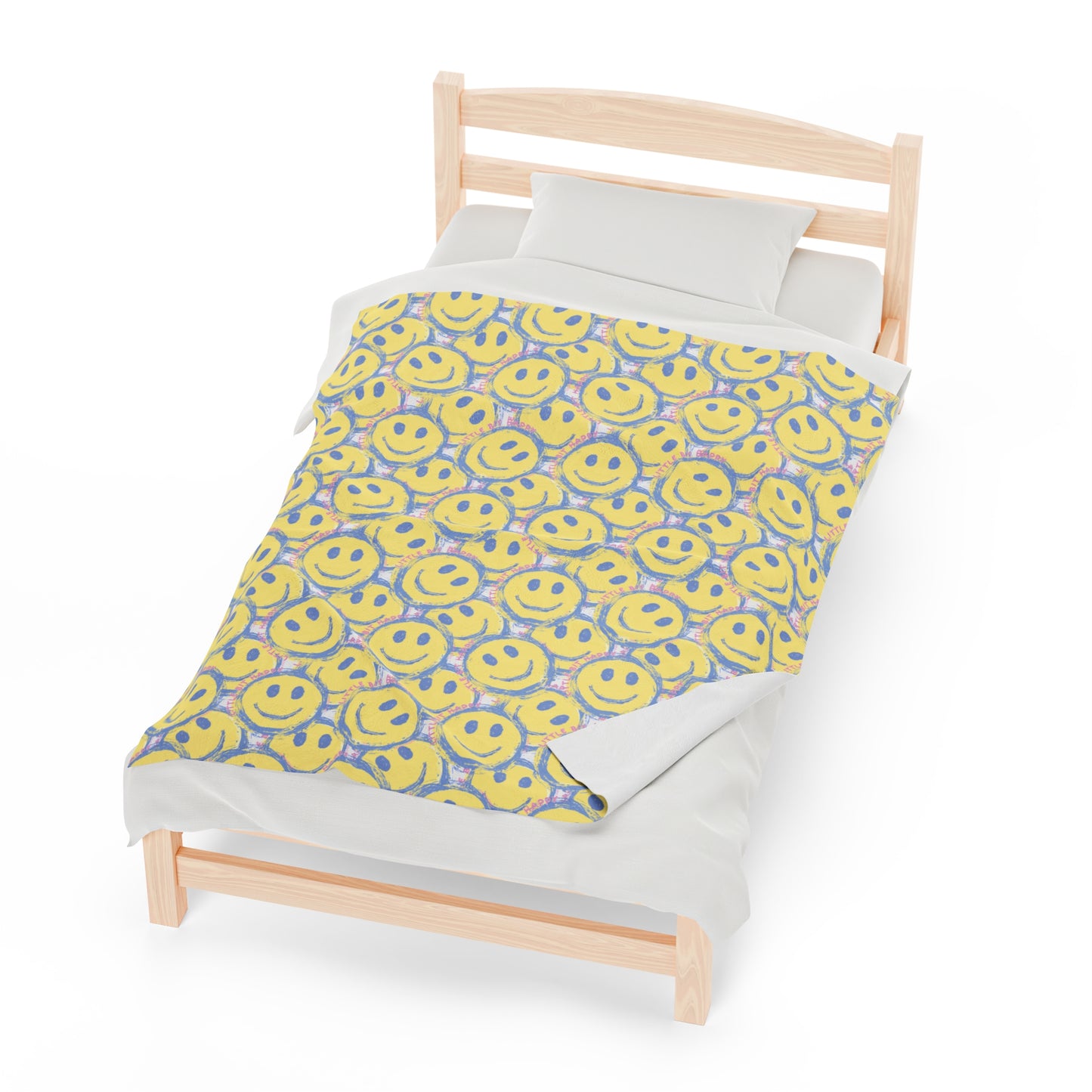 Little Bit Happy Velveteen Plush Blanket, 3 Sizes