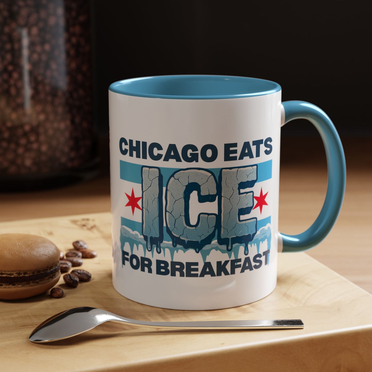 Chicago Eats Ice For Breakfast, Accent Coffee Mug (11, 15oz)