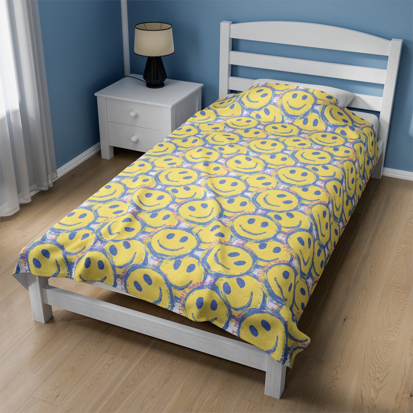 Little Bit Happy Velveteen Plush Blanket, 3 Sizes