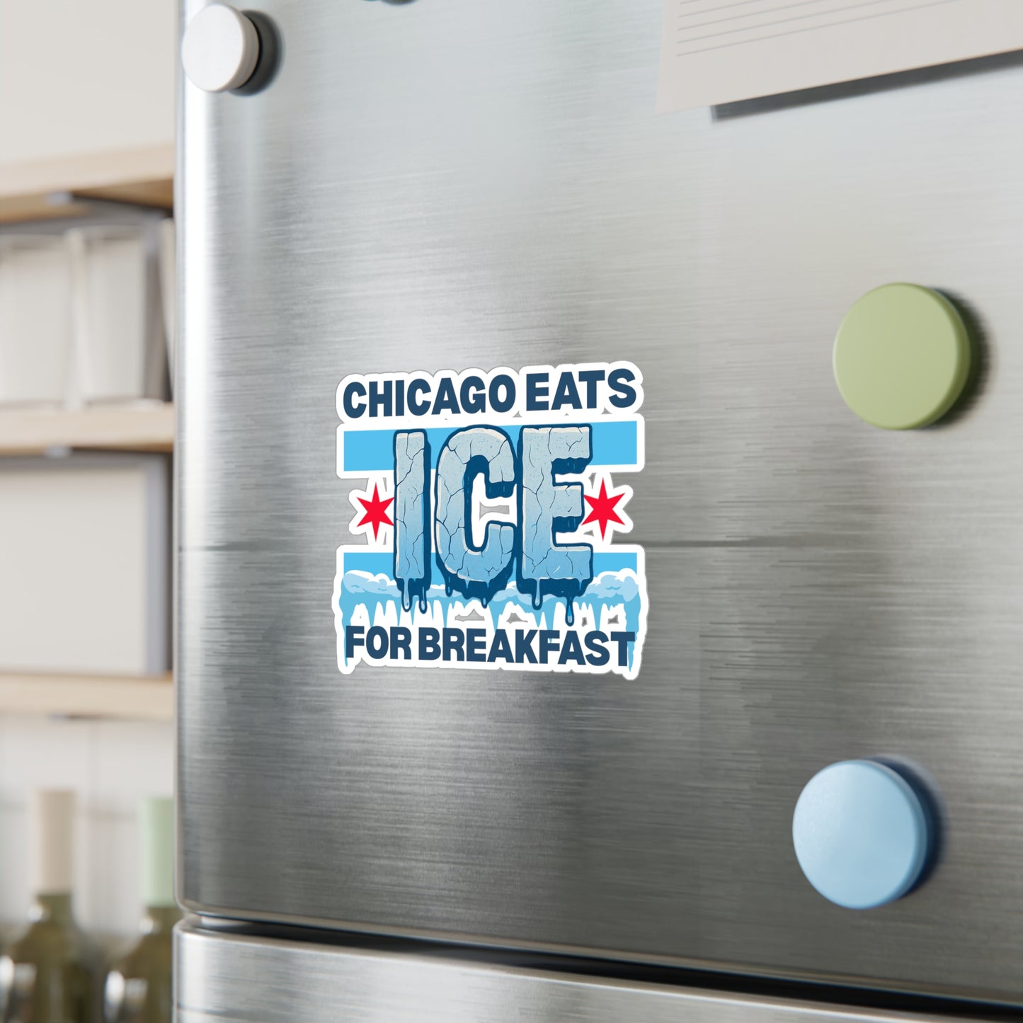 Chicago Eats Ice For Breakfast, Kiss-Cut Vinyl Decals (waterproof)