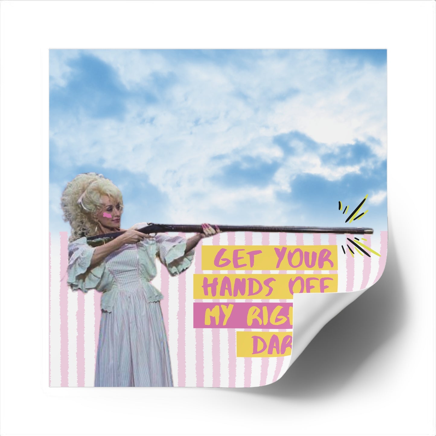 Feminist Dolly Waterproof Sticker, Get Your Hands Off My Rights Darlin' Women's Rights Waterproof Stickers
