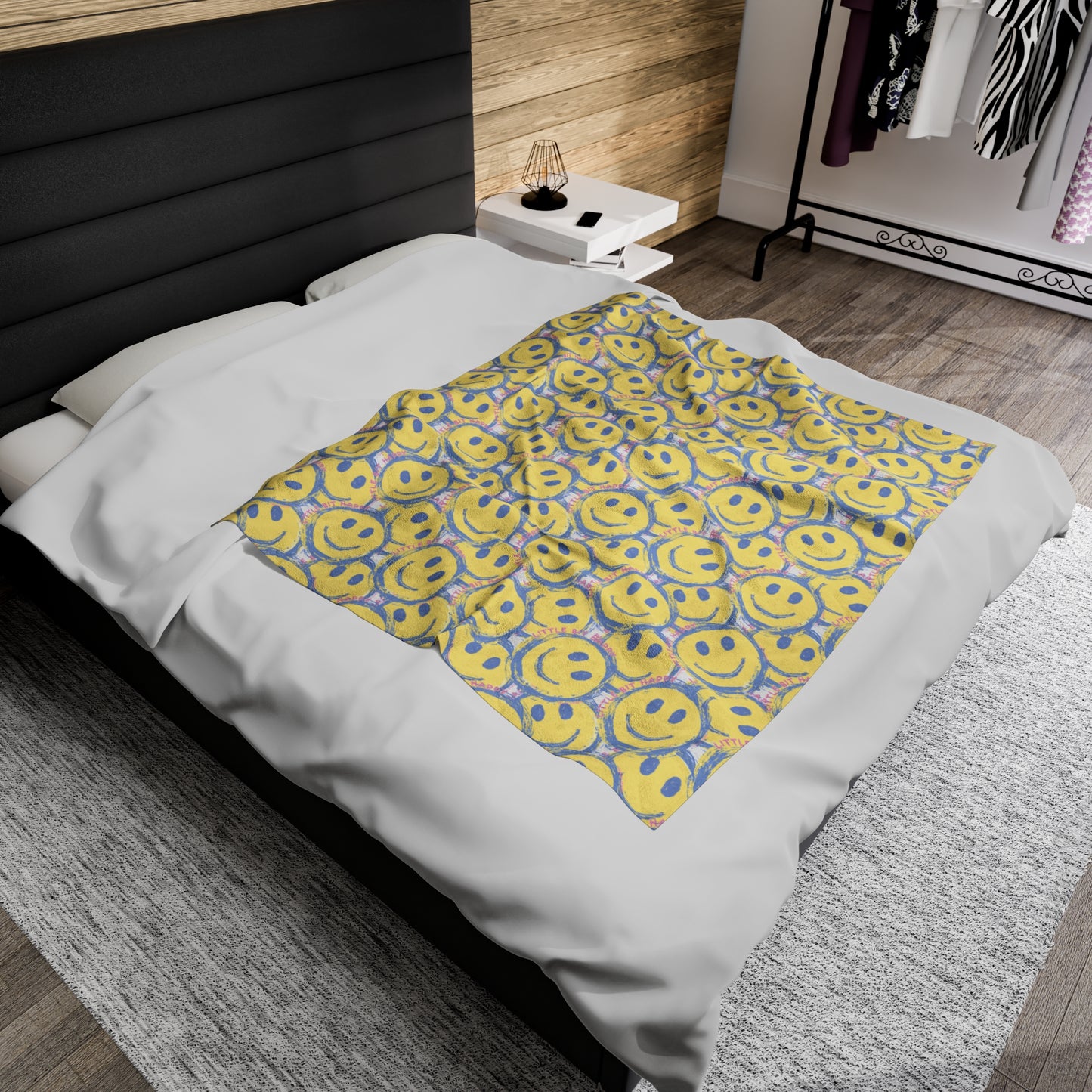Little Bit Happy Velveteen Plush Blanket, 3 Sizes
