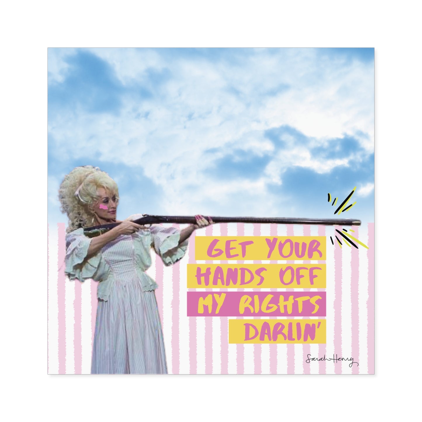 Feminist Dolly Waterproof Sticker, Get Your Hands Off My Rights Darlin' Women's Rights Waterproof Stickers