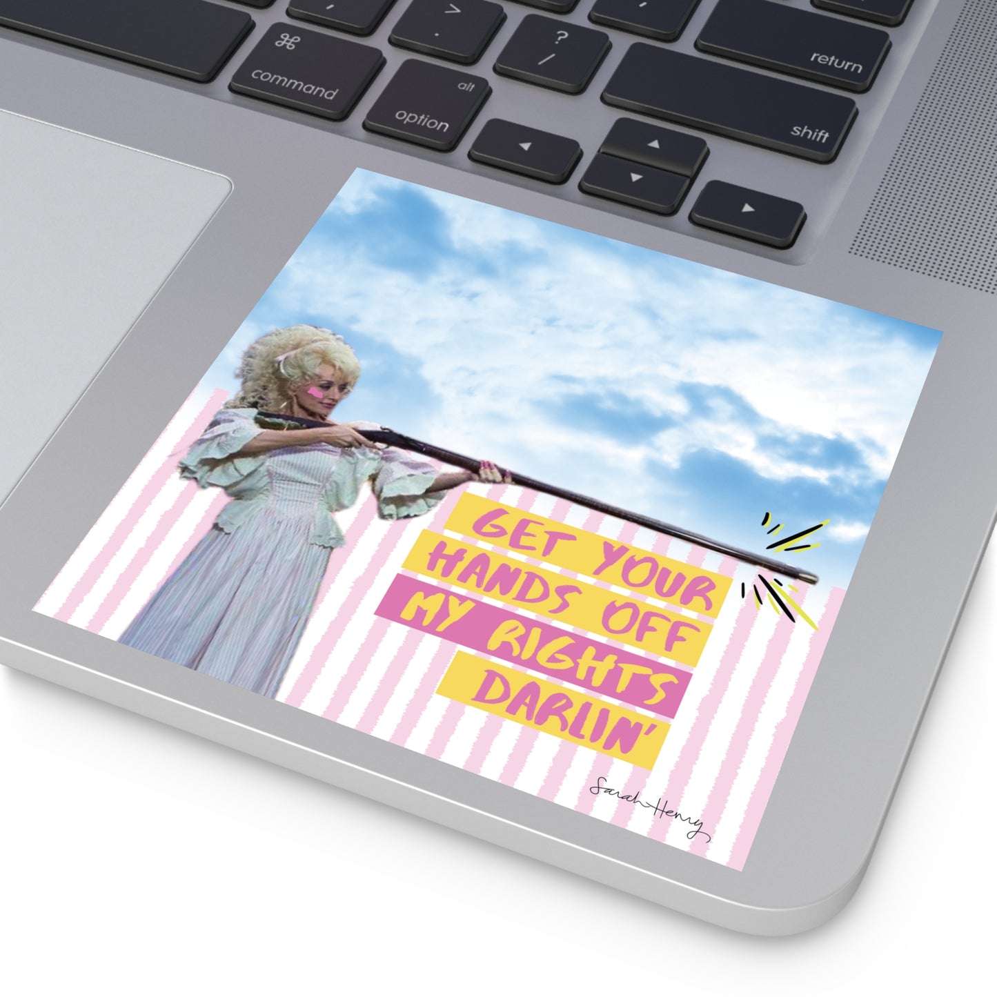 Feminist Dolly Waterproof Sticker, Get Your Hands Off My Rights Darlin' Women's Rights Waterproof Stickers