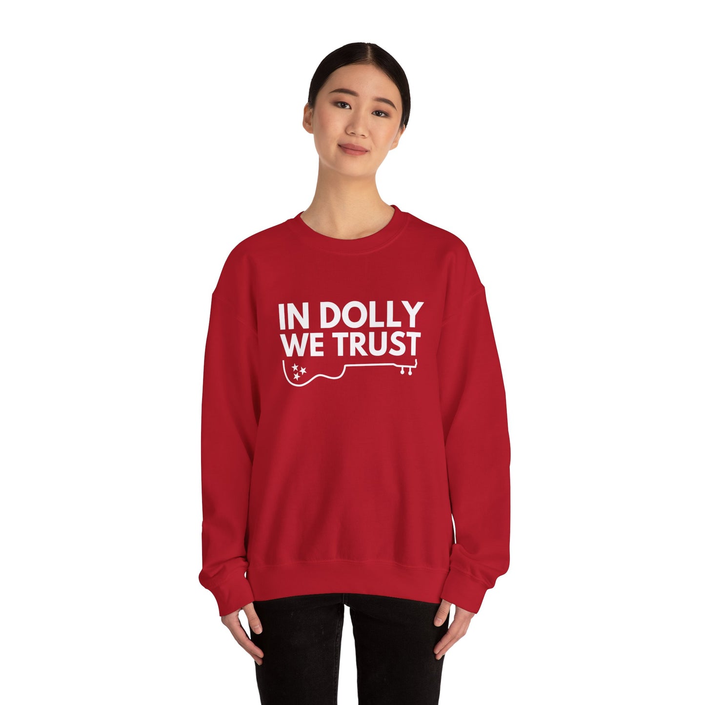 In Dolly We Trust, Unisex Heavy Blend™ Crewneck Sweatshirt