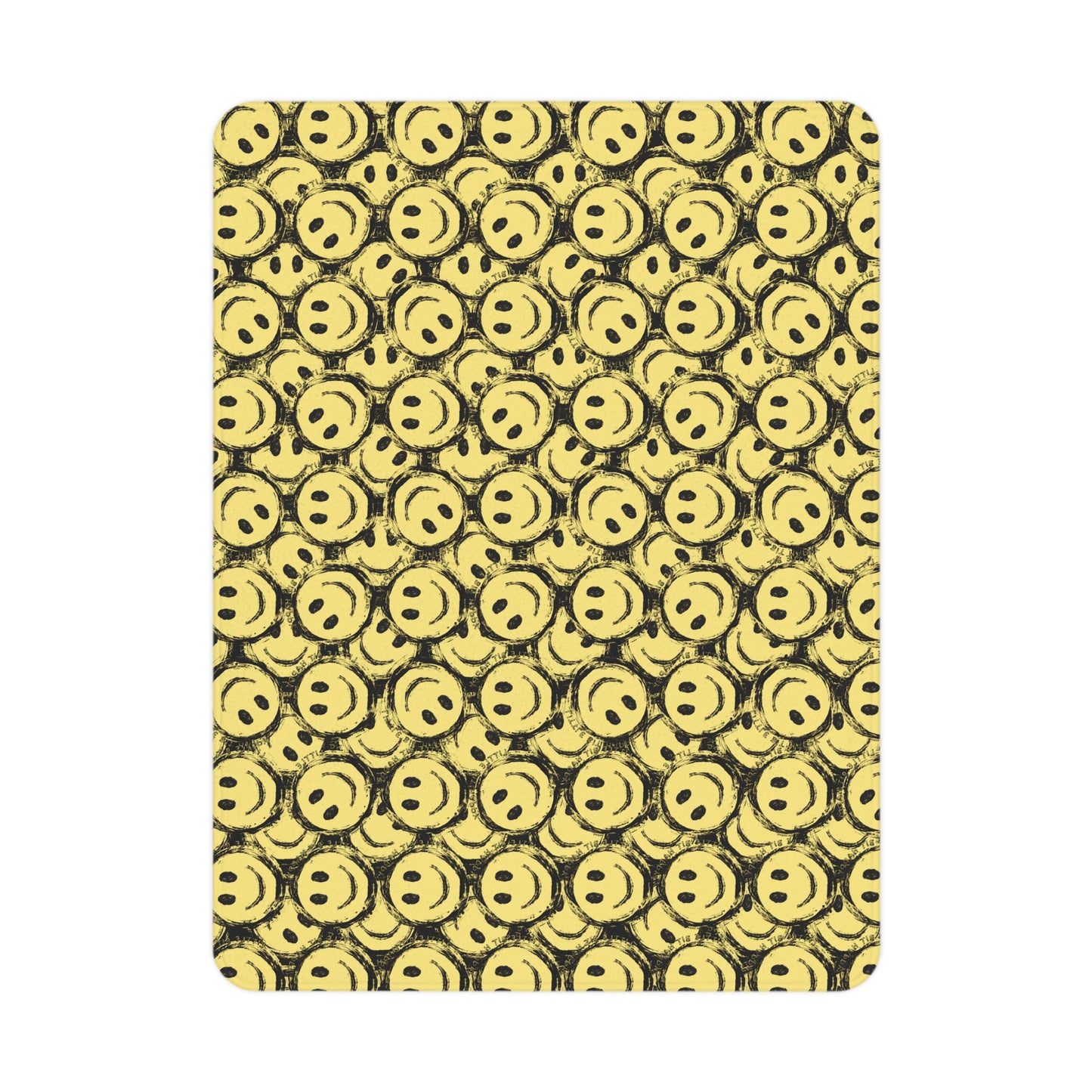 Little Bit Happy Toddler Blanket, Yellow + Black Smiley