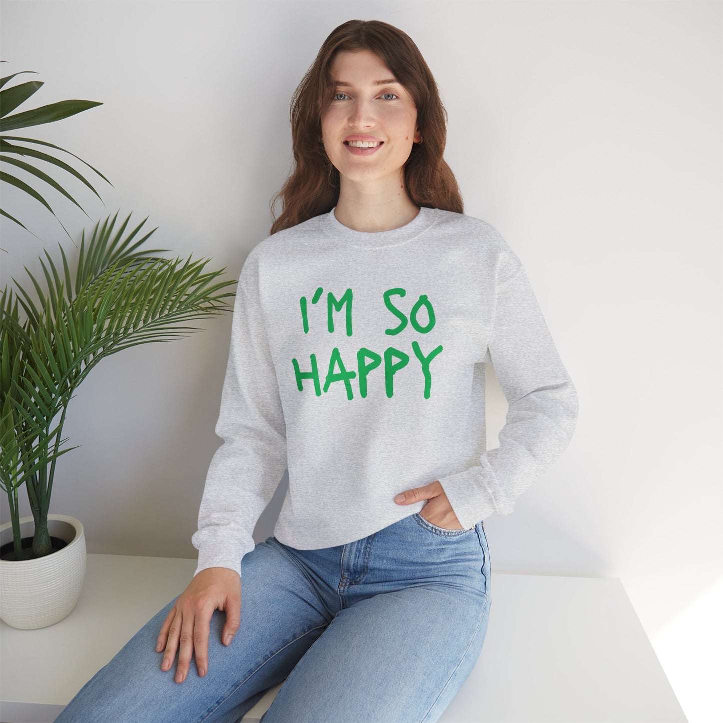 I''m So Happy S-5XL St Patrick's Day Special Unisex Heavy Blend™ Crewneck Sweatshirt