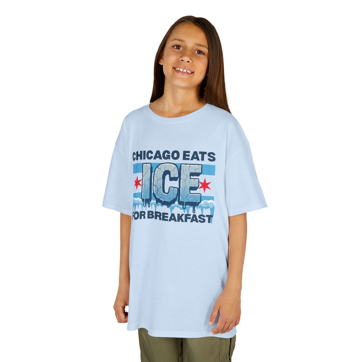 Chicago Eats Ice For Breakfast, Unisex Kids Heavy Cotton™ Tee
