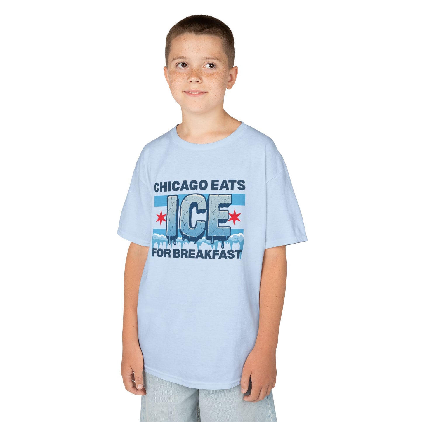 Chicago Eats Ice For Breakfast, Unisex Kids Heavy Cotton™ Tee