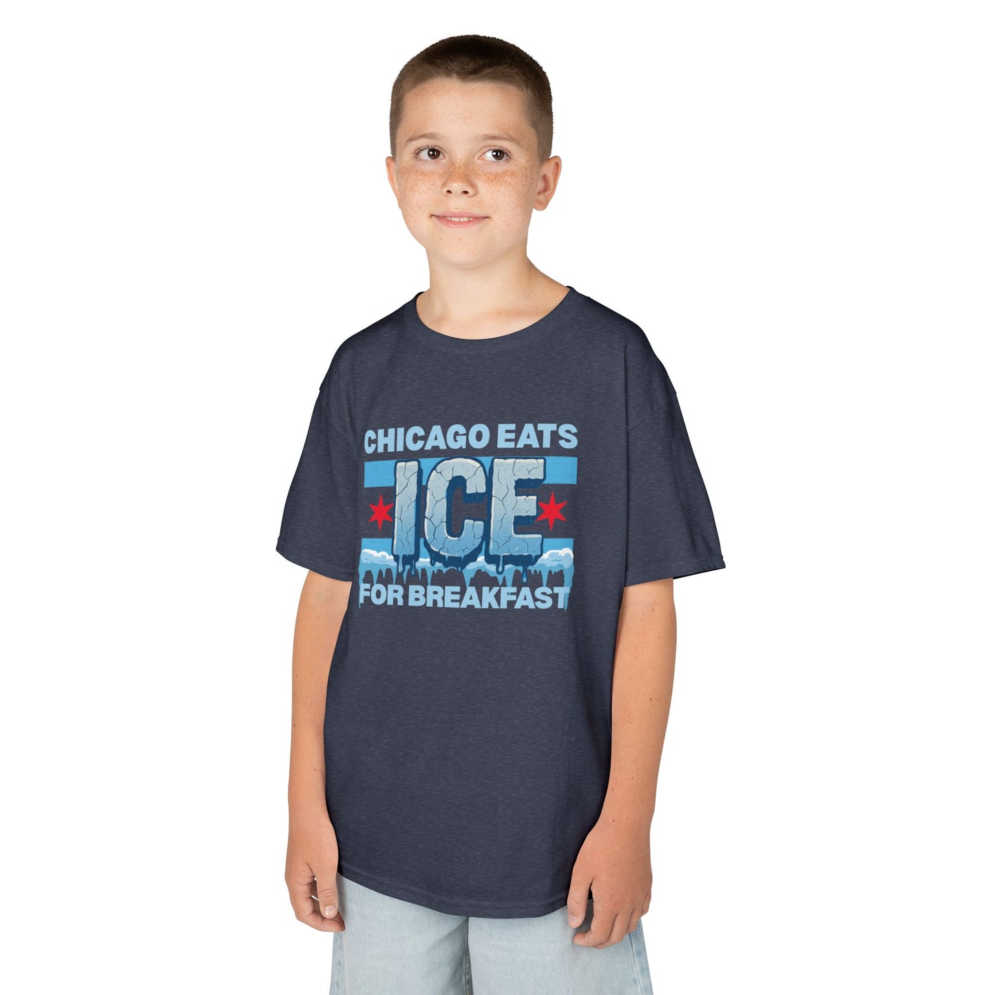 Chicago Eats Ice For Breakfast, Unisex Kids Heavy Cotton™ Tee
