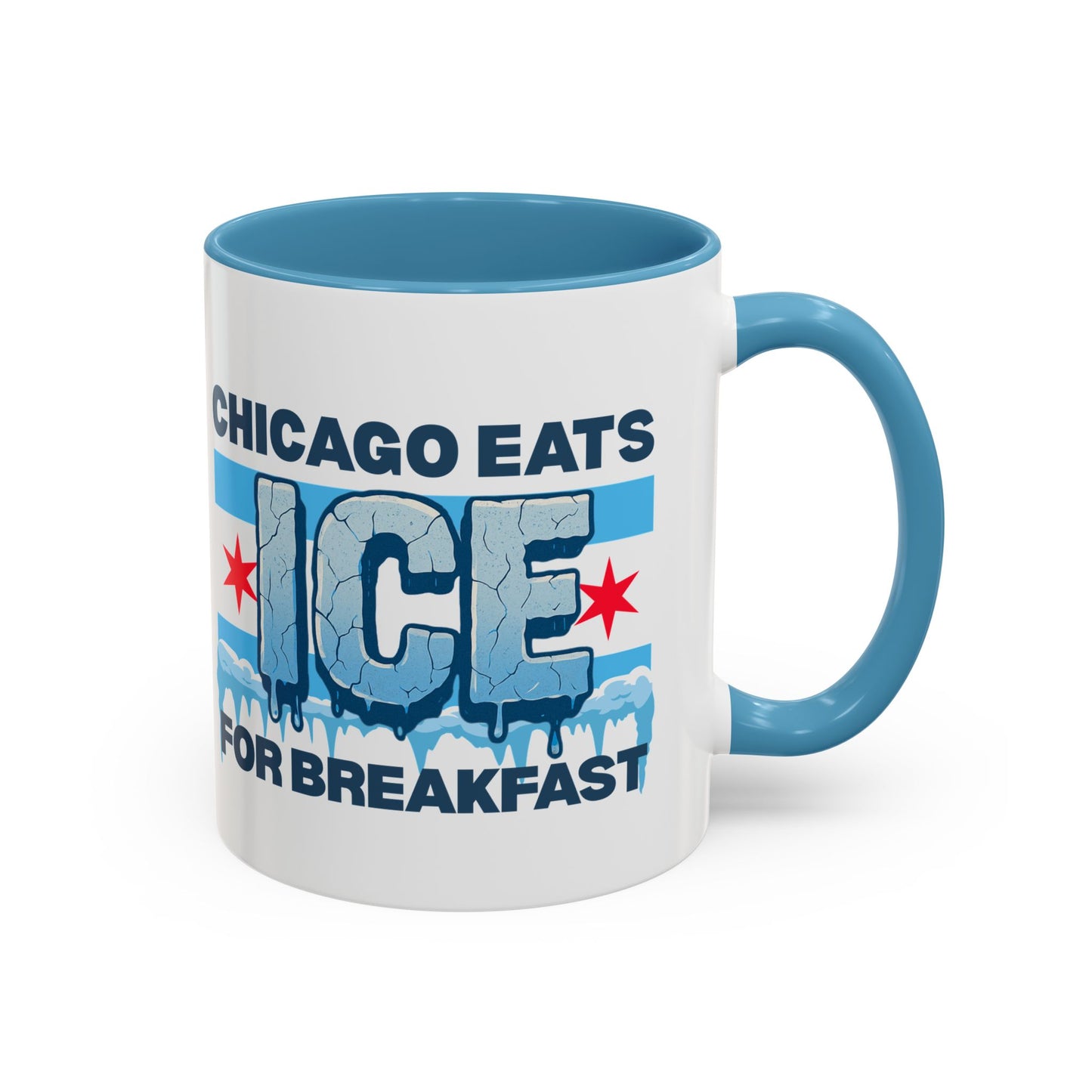 Chicago Eats Ice For Breakfast, Accent Coffee Mug (11, 15oz)