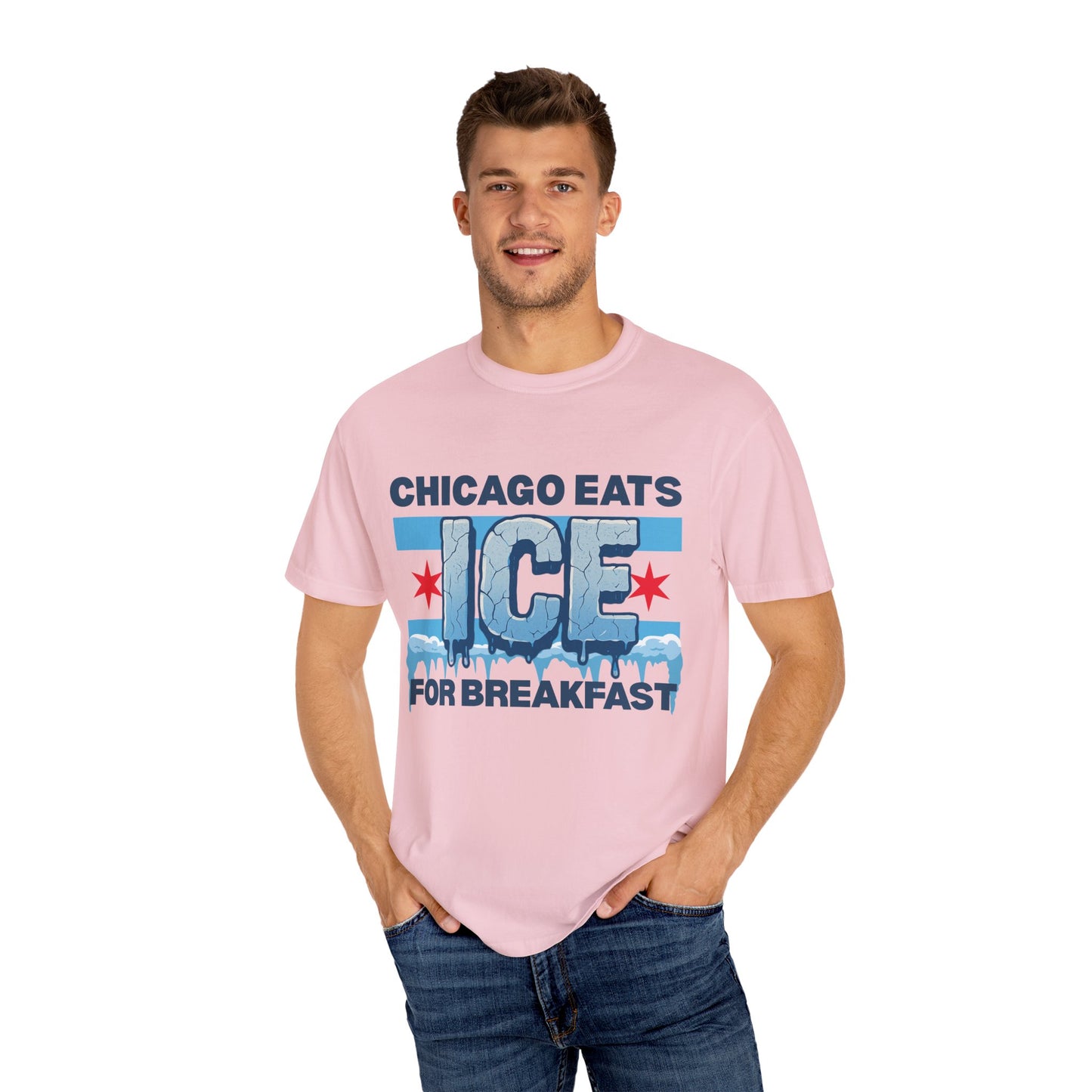 Chicago Protests Trump Ice Raids: Chicago Eats Ice For Breakfast, Unisex Comfort Colors Garment-Dyed T-shirt