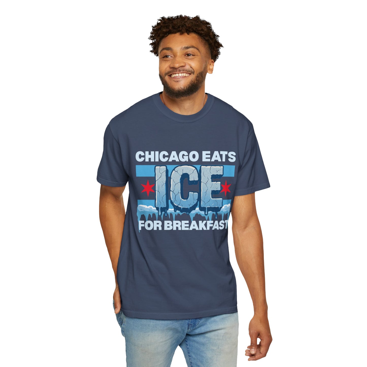 Chicago Protests Trump Ice Raids: Chicago Eats Ice For Breakfast, Unisex Comfort Colors Garment-Dyed T-shirt