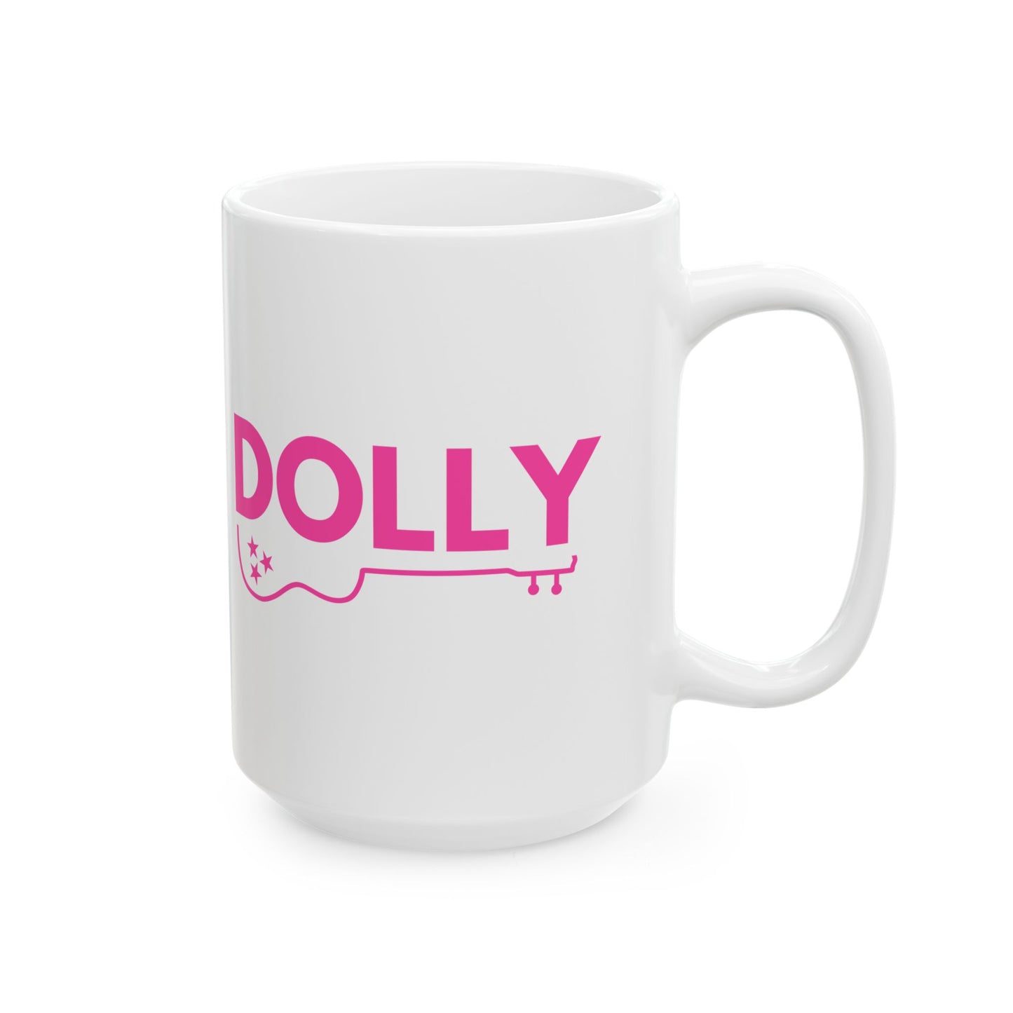 Dolly Ceramic Mug, Hot Pink Letters