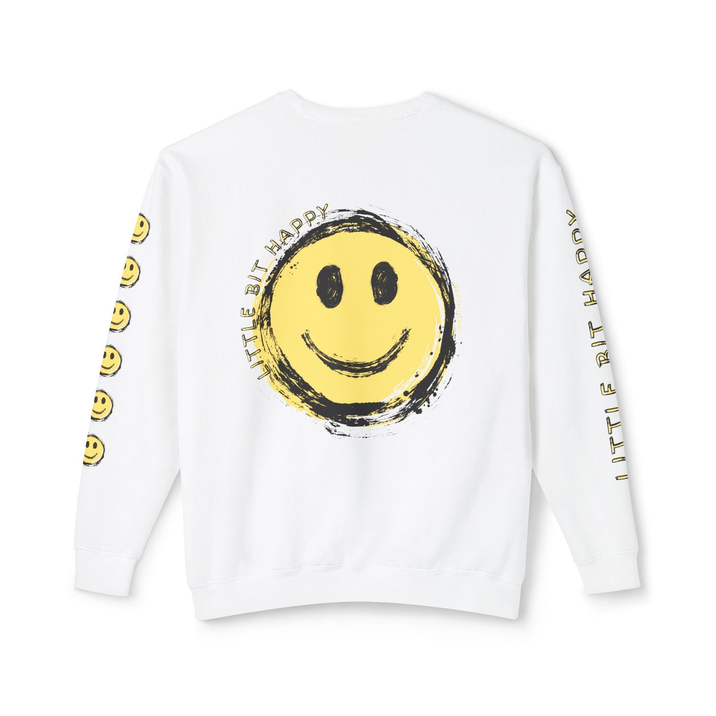 Little Bit Happy Unisex Crewneck Sweatshirt, Yellow Black Smiley