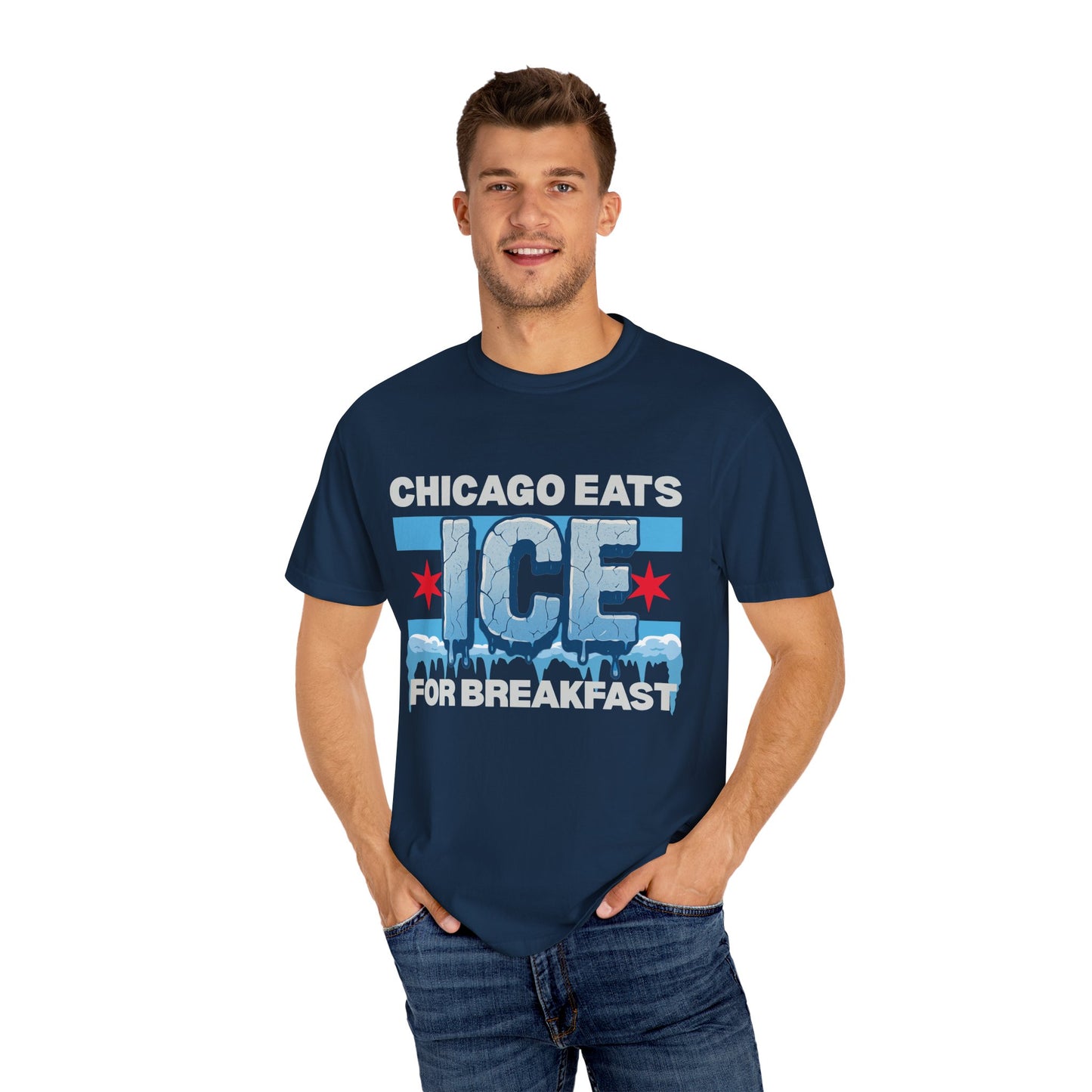 Chicago Protests Trump Ice Raids: Chicago Eats Ice For Breakfast, Unisex Comfort Colors Garment-Dyed T-shirt