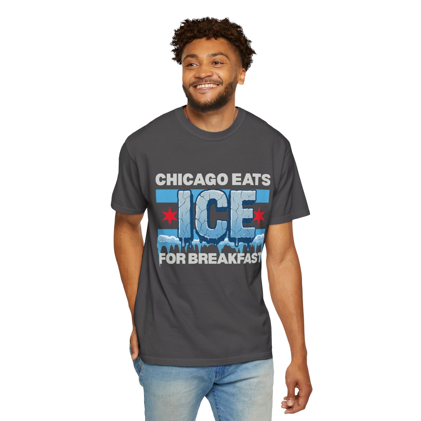 Chicago Protests Trump Ice Raids: Chicago Eats Ice For Breakfast, Unisex Comfort Colors Garment-Dyed T-shirt