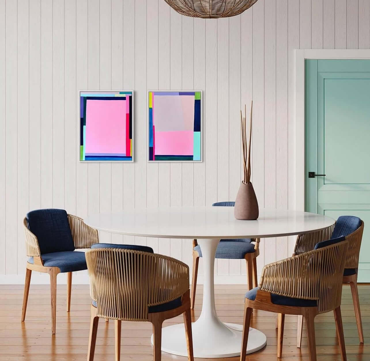 Modern Mondrian, 18"x24" Diptych