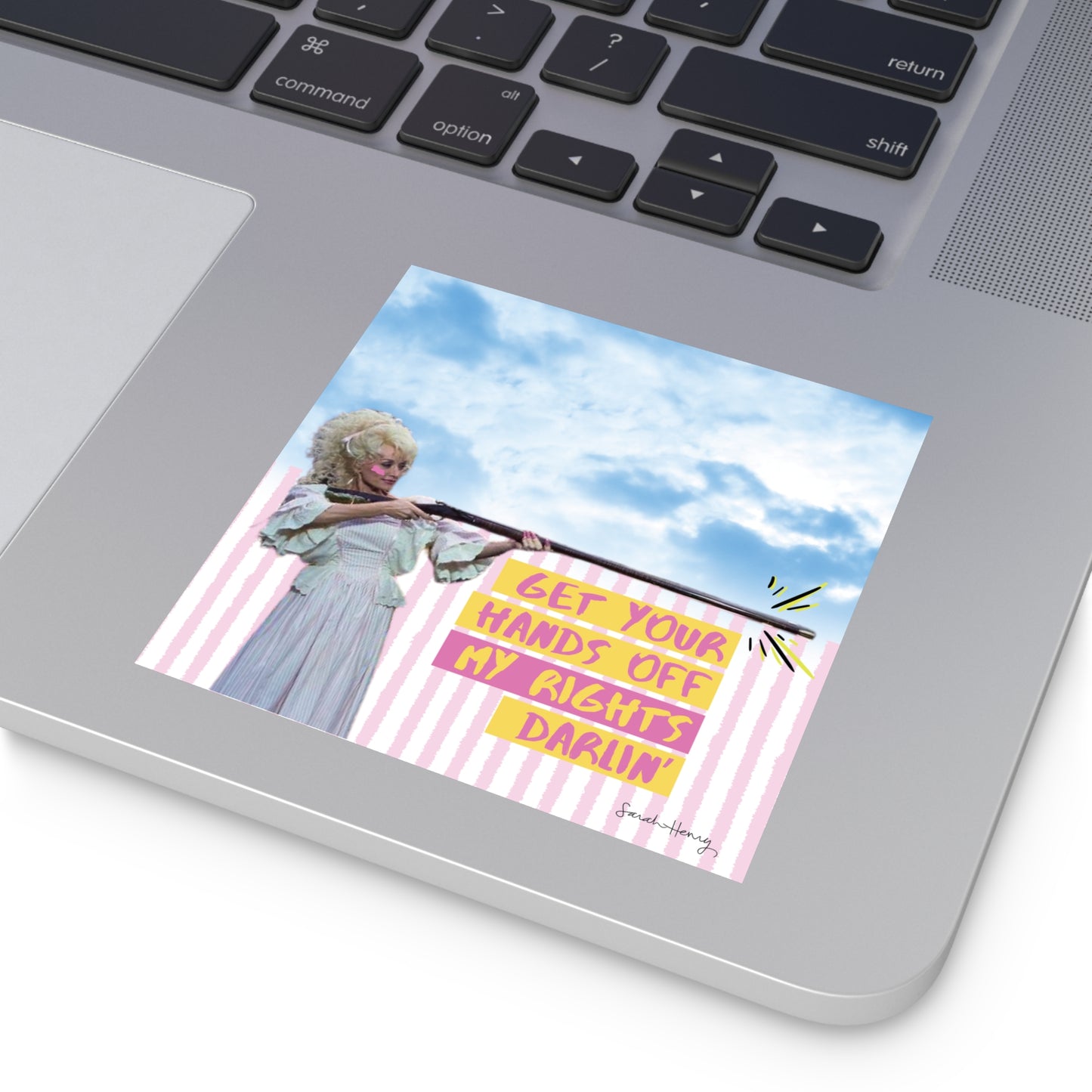 Feminist Dolly Waterproof Sticker, Get Your Hands Off My Rights Darlin' Women's Rights Waterproof Stickers