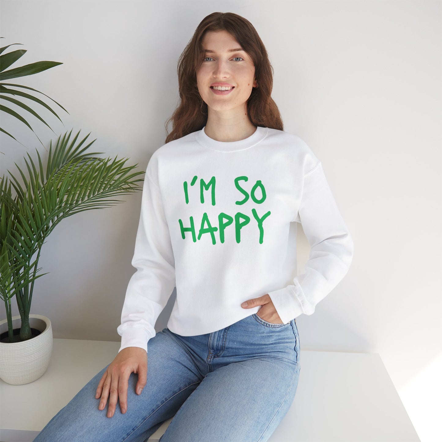 I''m So Happy S-5XL St Patrick's Day Special Unisex Heavy Blend™ Crewneck Sweatshirt