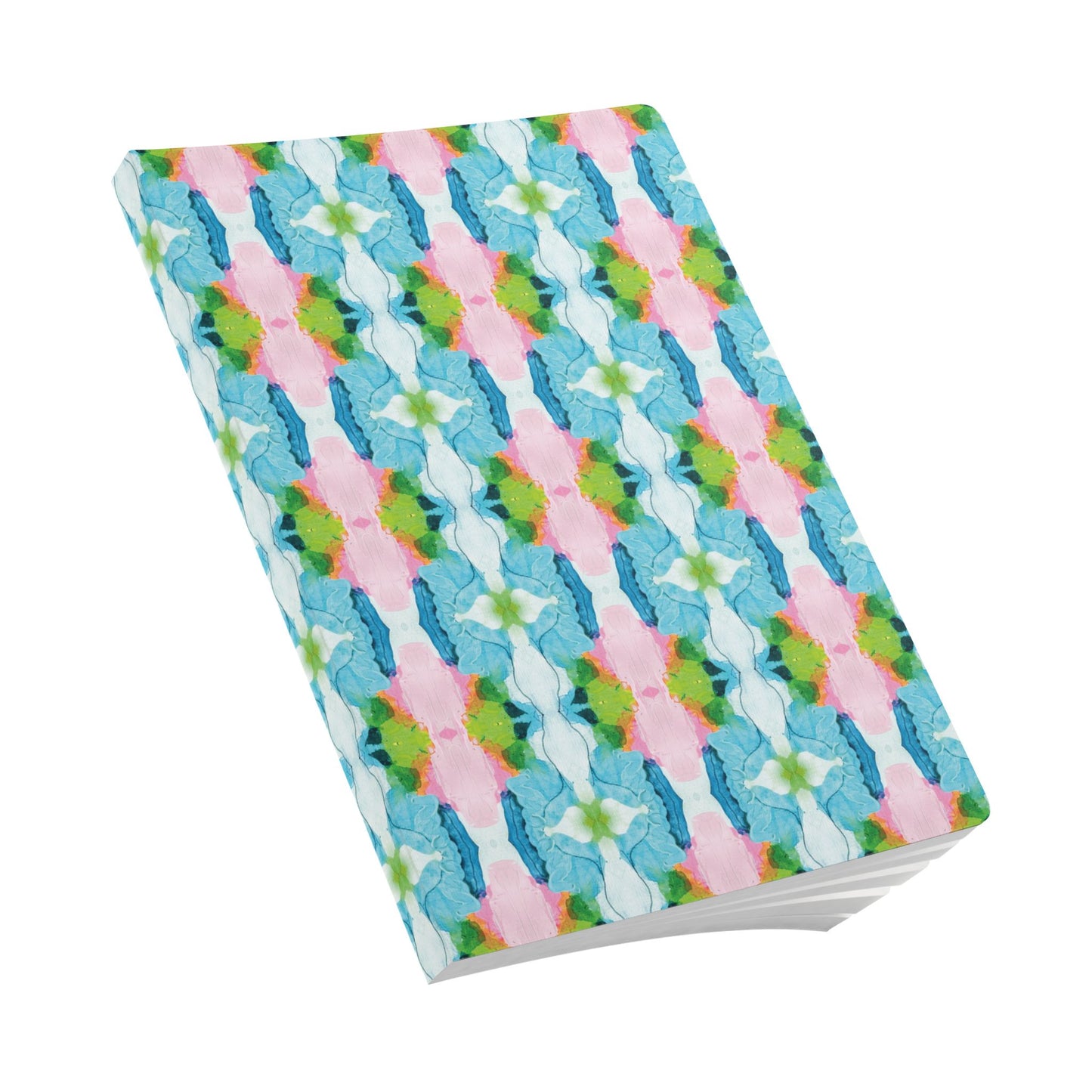 Colorful softcover journal with abstract design, perfect for note-taking in a grand millennial preppy style using original abstract art titled Blossom by Sarah Henry