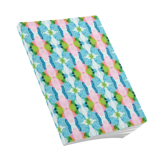 Colorful softcover journal with abstract design, perfect for note-taking in a grand millennial preppy style using original abstract art titled Blossom by Sarah Henry