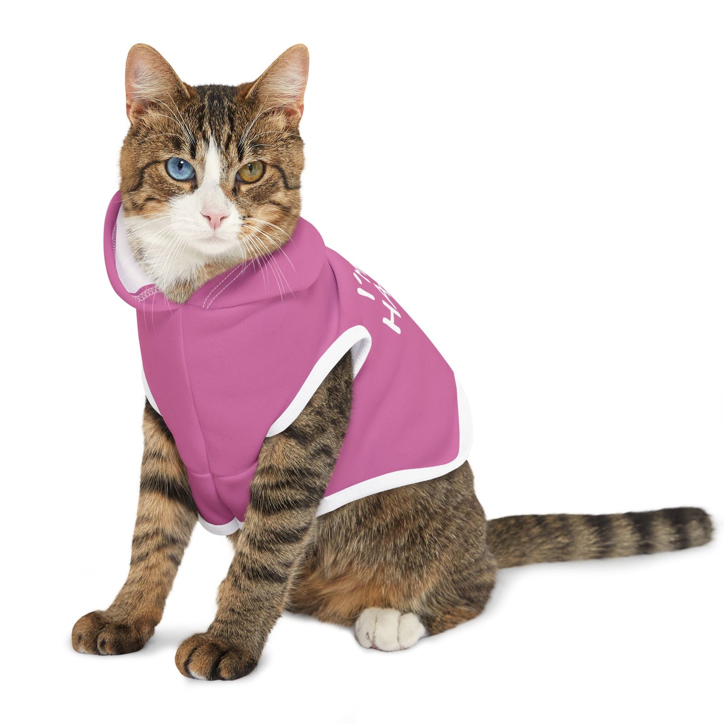 I'm So Happy Pet Hoodie, Pink and White