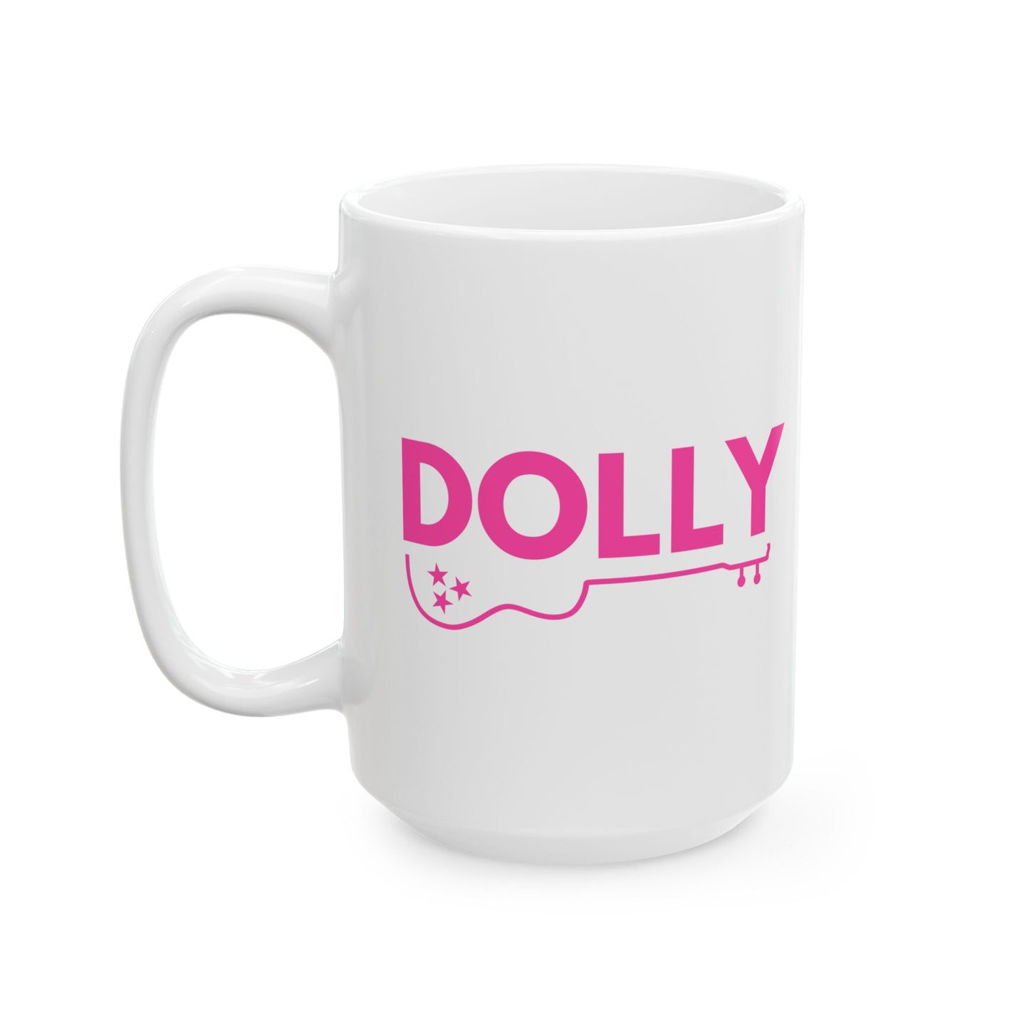 Dolly Ceramic Mug, Hot Pink Letters