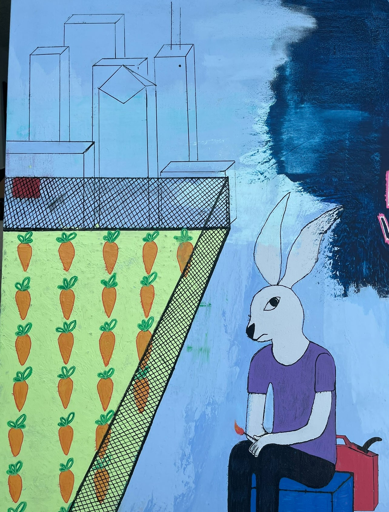 Famine Amid Excess, 24"x36" Original Abstract Expressionist Painting