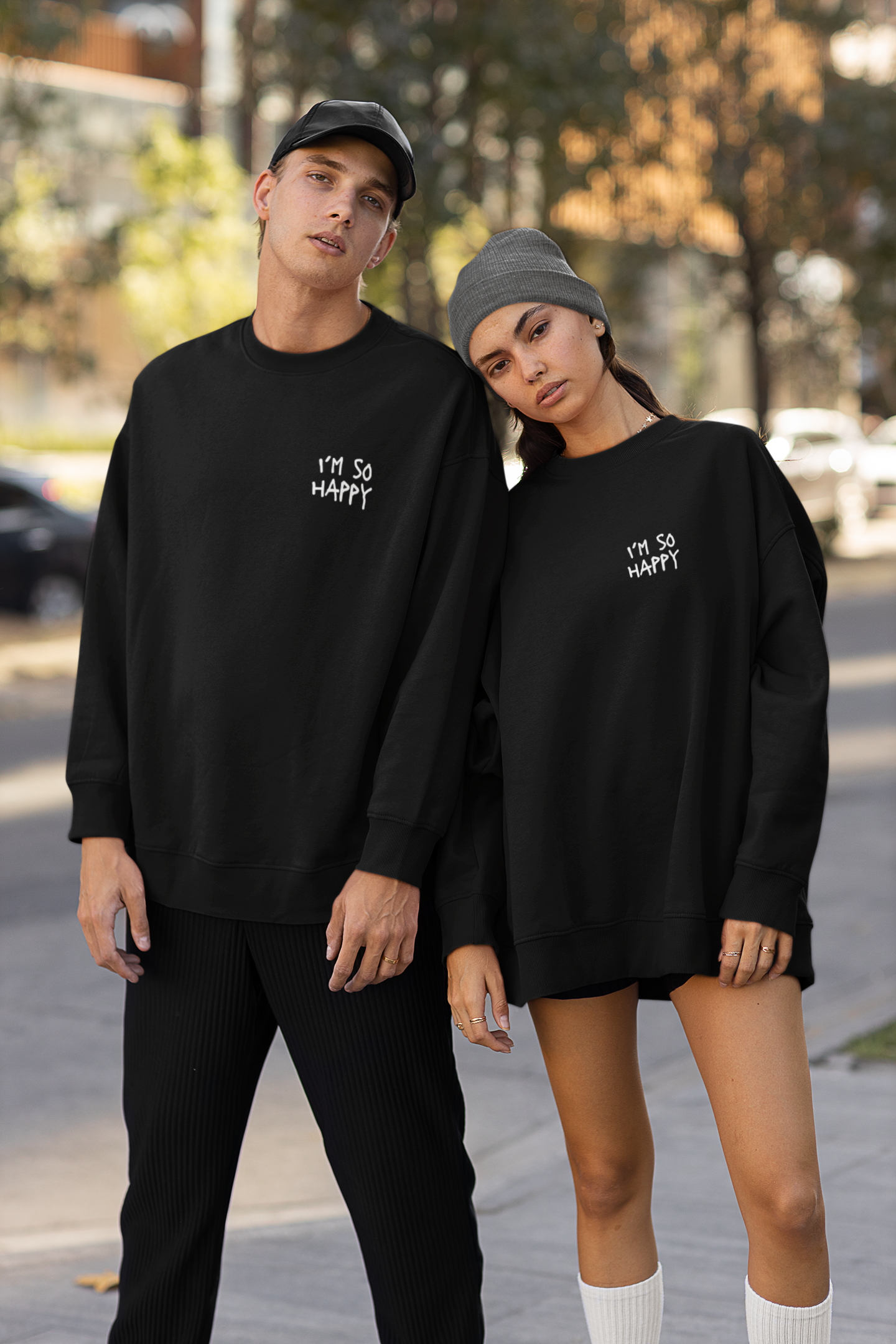 I'm So Happy Drop Shoulder Crewneck Sweatshirt