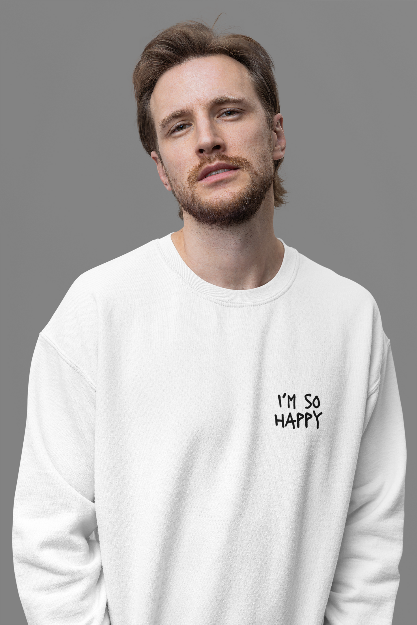 I'm So Happy Drop Shoulder Crewneck Sweatshirt