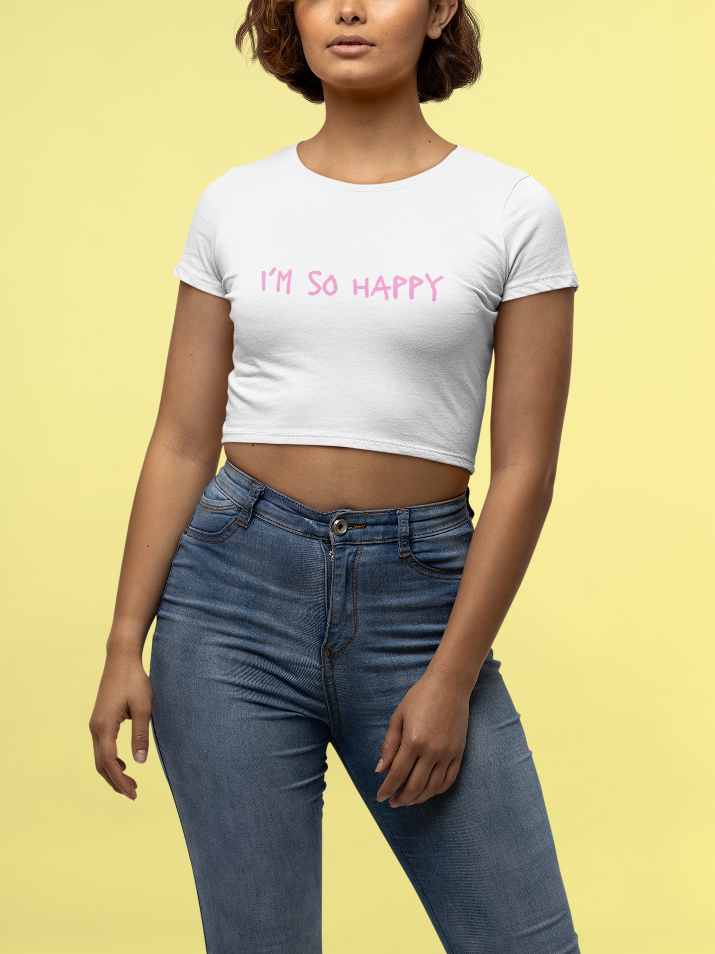 I'm So Happy Champion Women's Heritage Cropped T-Shirt