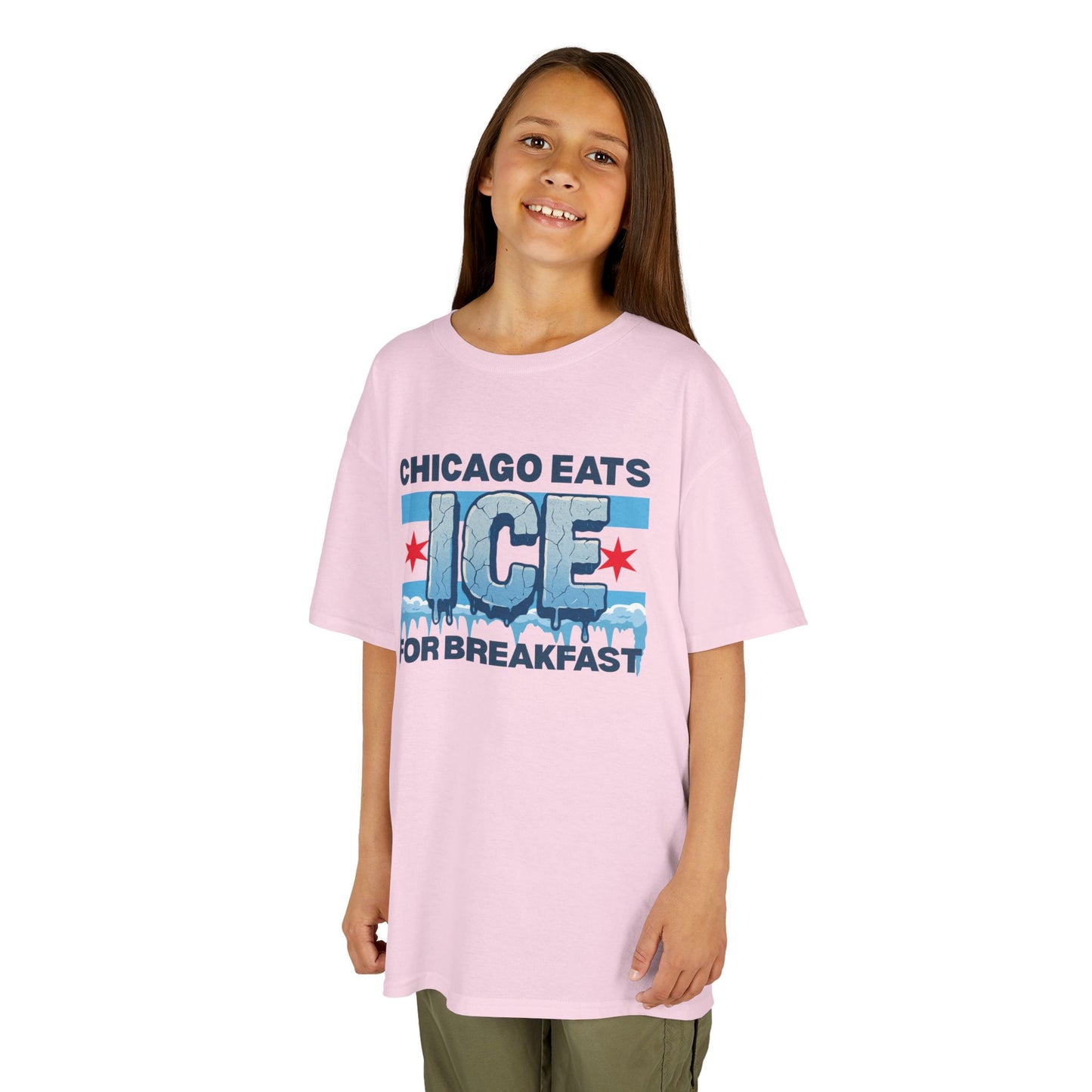Chicago Eats Ice For Breakfast, Unisex Kids Heavy Cotton™ Tee