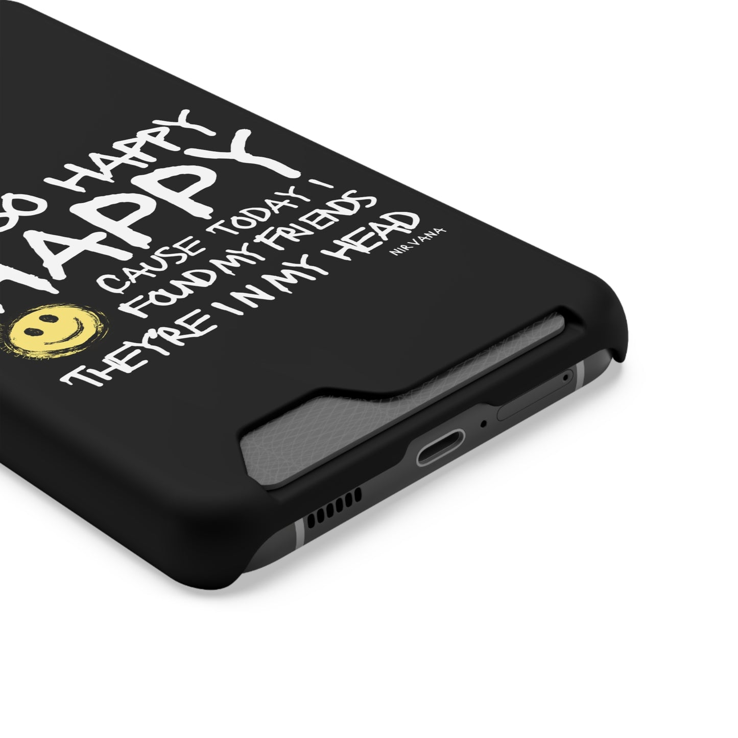 I'm So Happy Black Phone Case With Card Holder