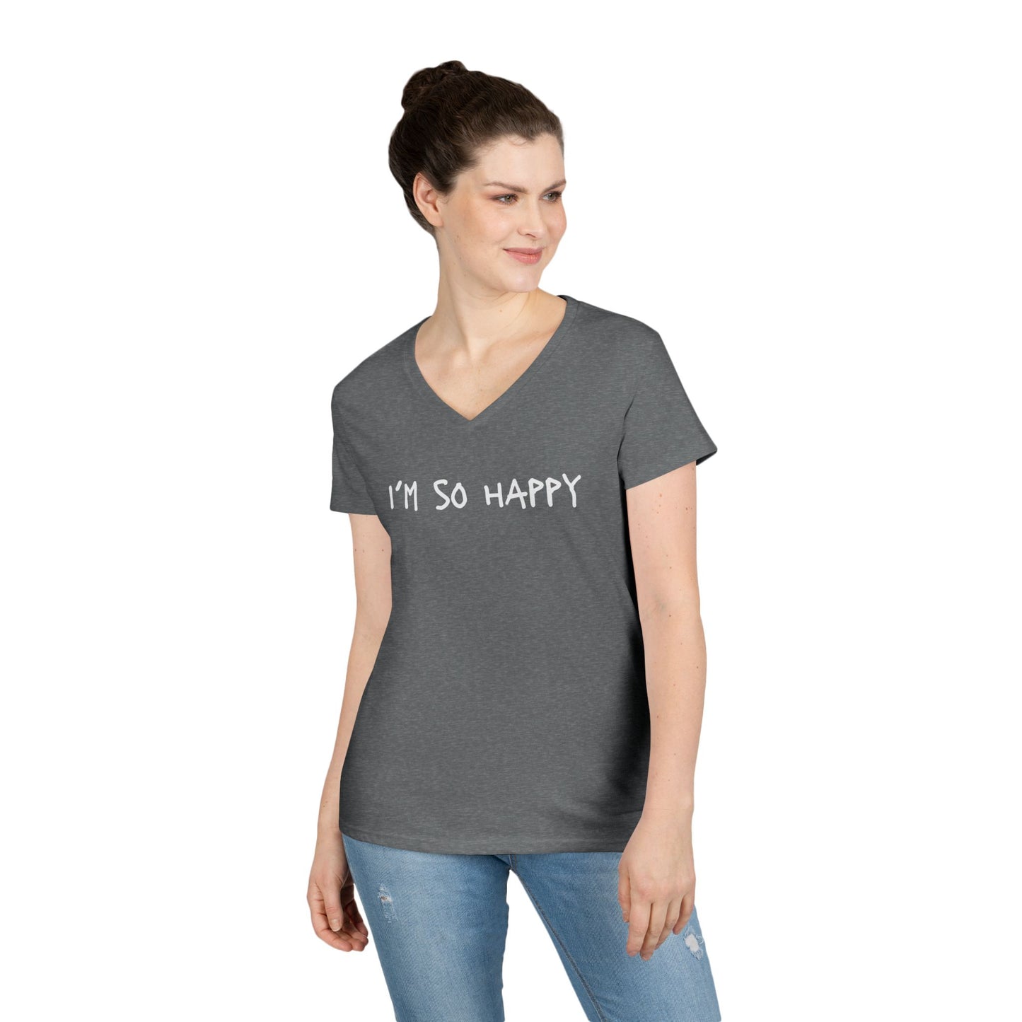 I'm So Happy, Ladies' V-Neck T-Shirt