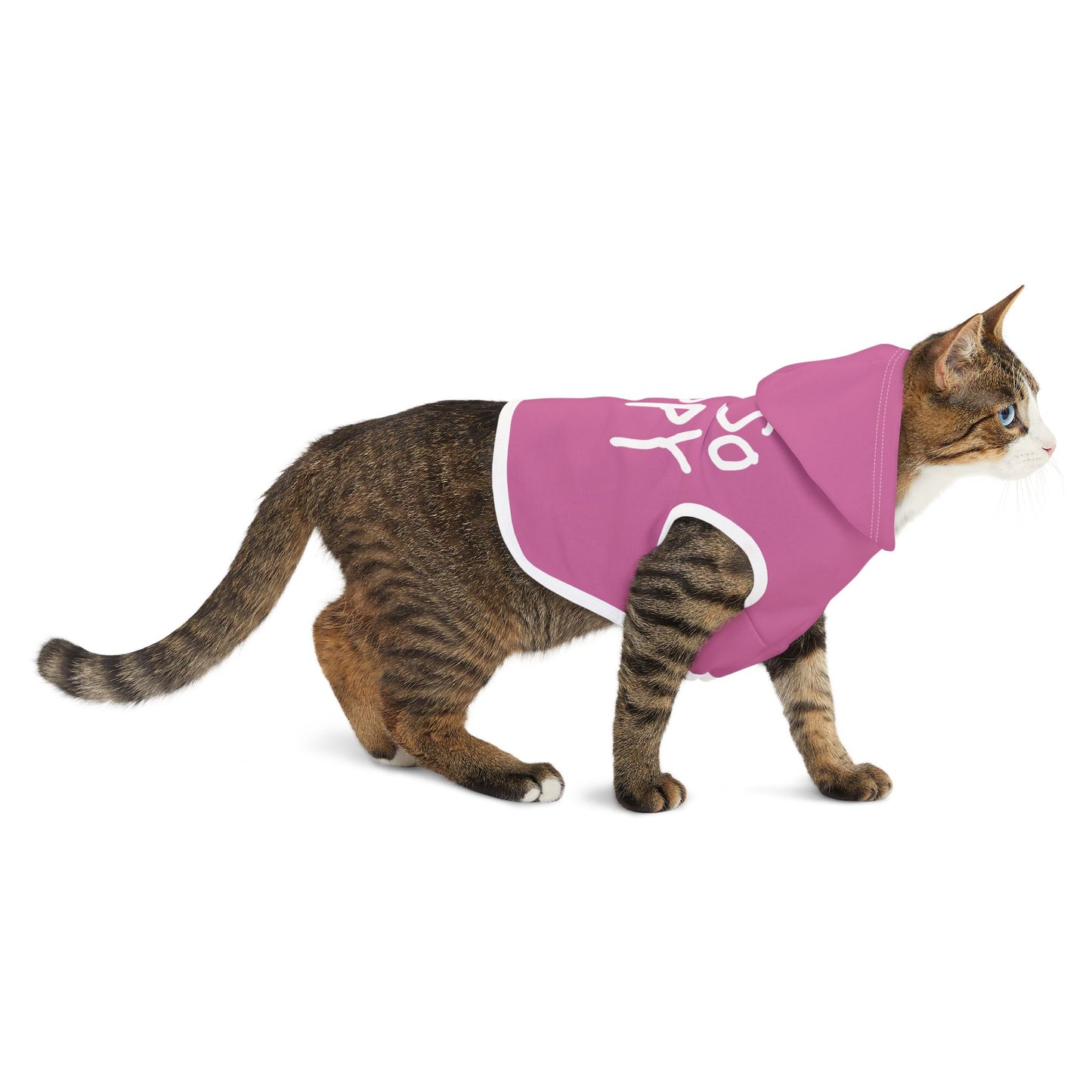 I'm So Happy Pet Hoodie, Pink and White