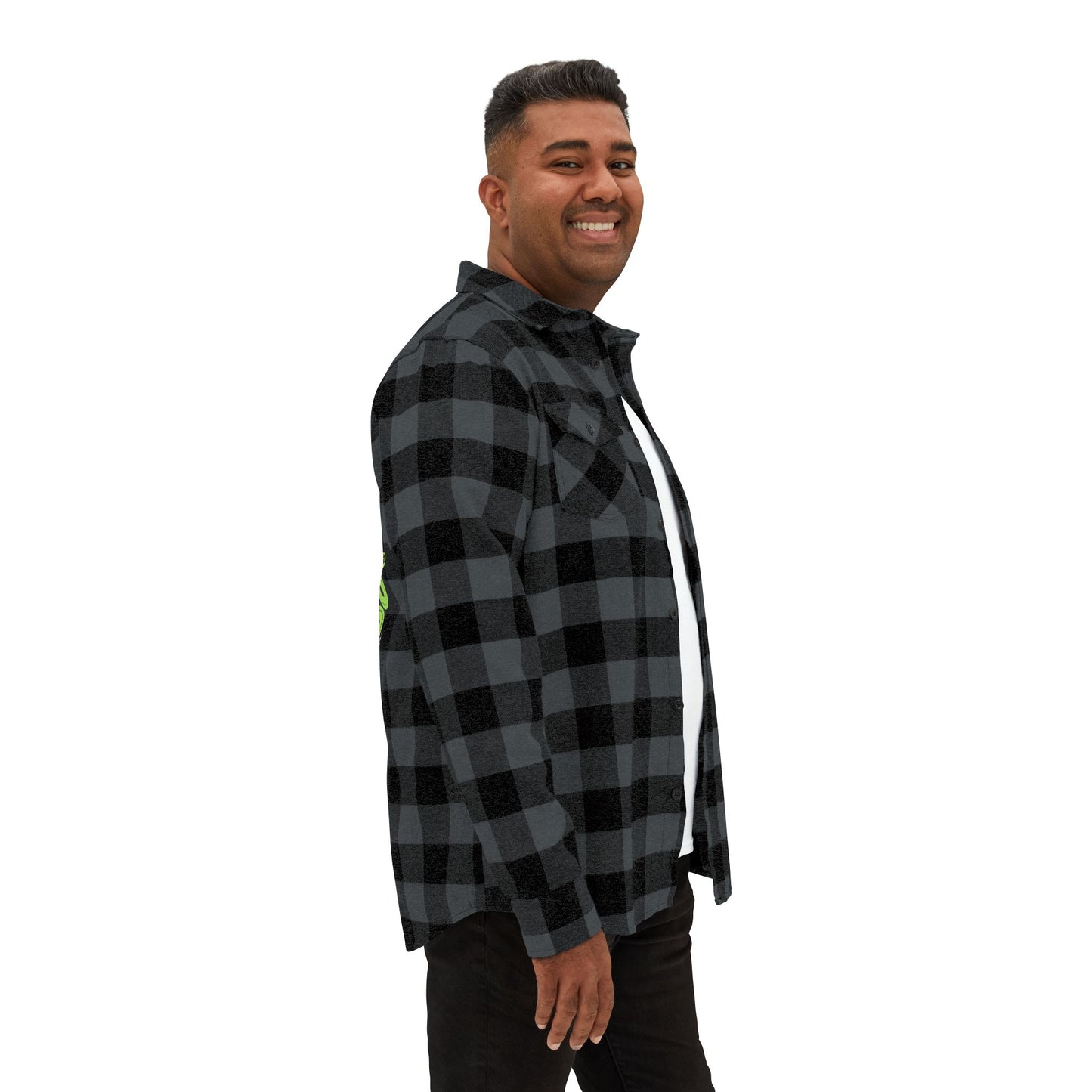 Kali Unisex Flannel Shirt – Bold Tiger Graphic on Black Buffalo Plaid