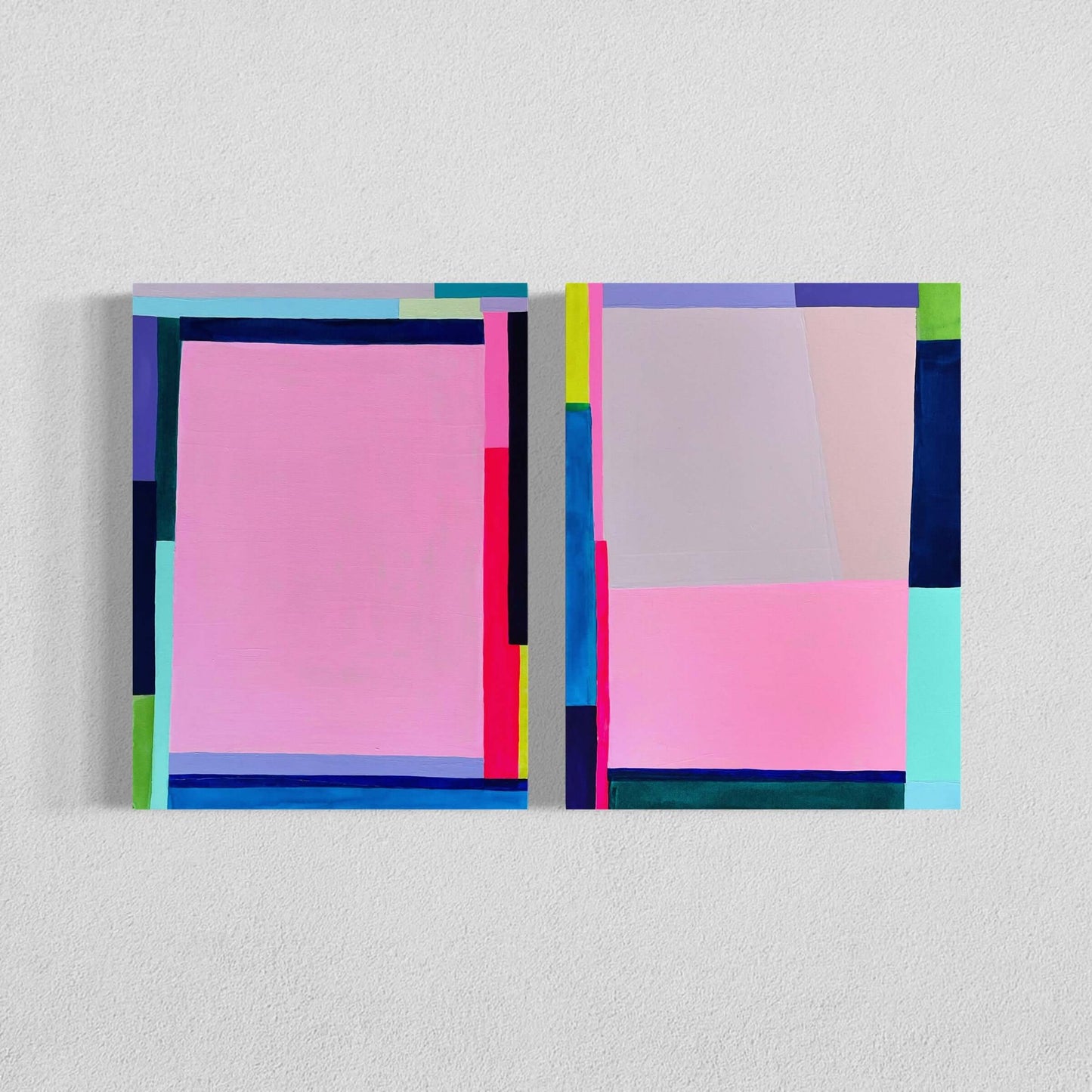 Modern Mondrian, 18"x24" Diptych