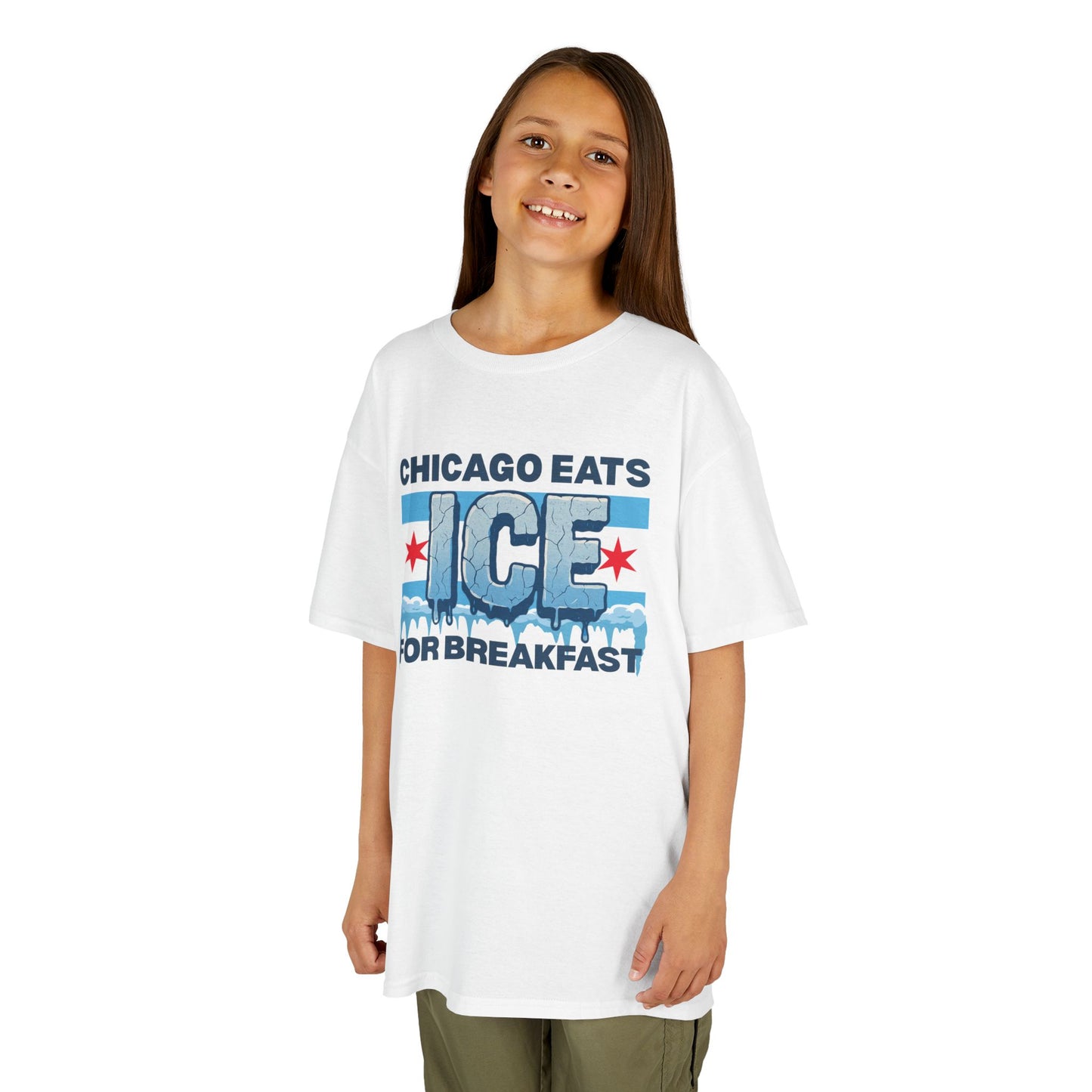 Chicago Eats Ice For Breakfast, Unisex Kids Heavy Cotton™ Tee